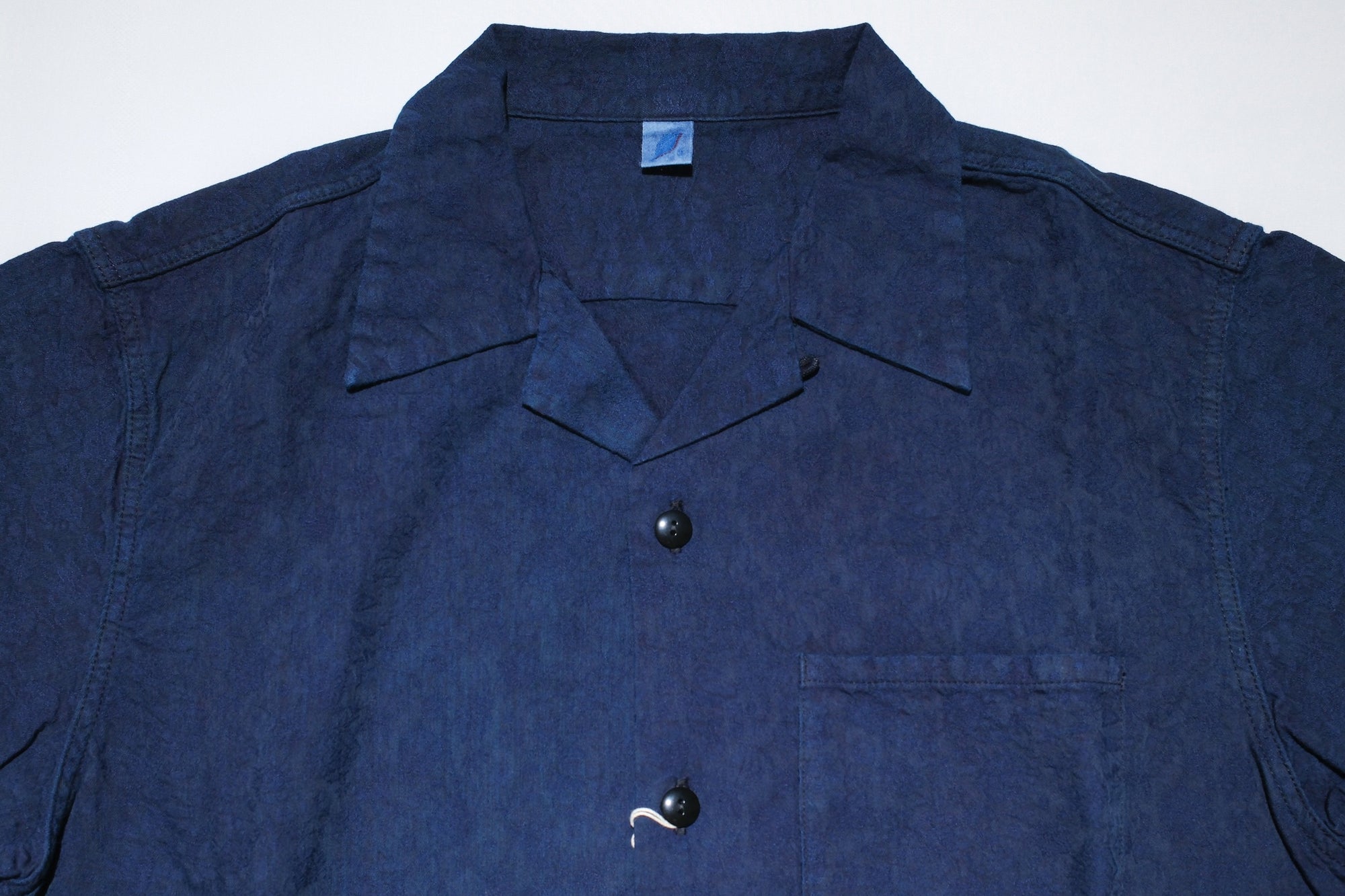 Pure Blue Japan Indigo "Flower" S/S Open Collar Shirt