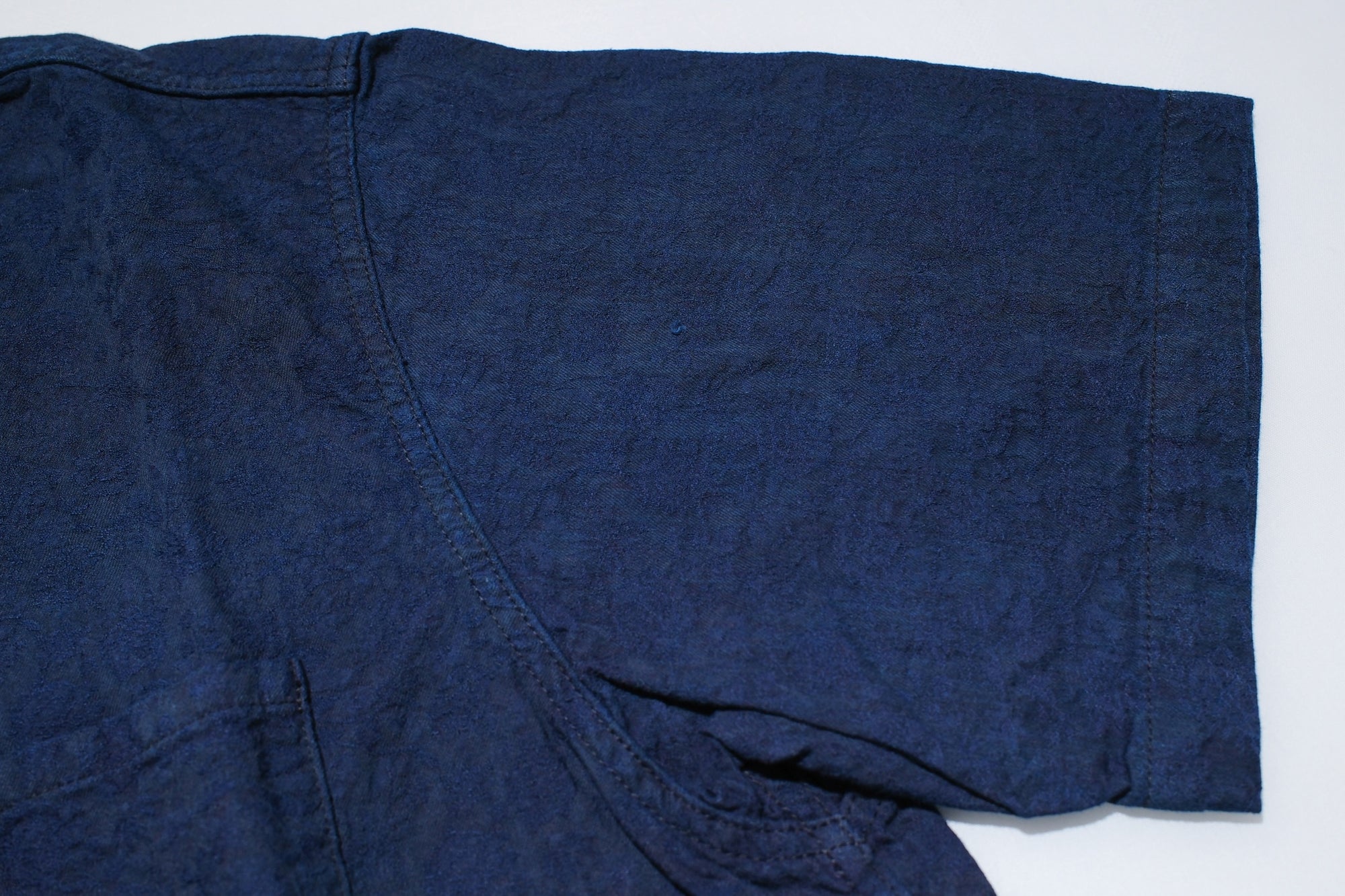 Pure Blue Japan Indigo "Flower" S/S Open Collar Shirt