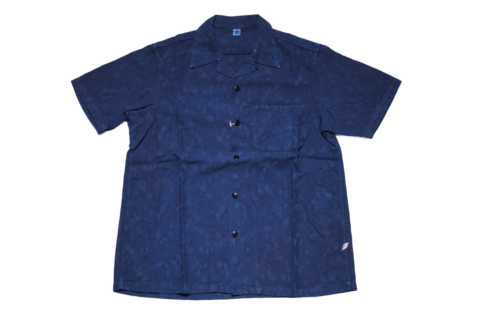 Pure Blue Japan Indigo "Paisley" S/S Open Collar Shirt