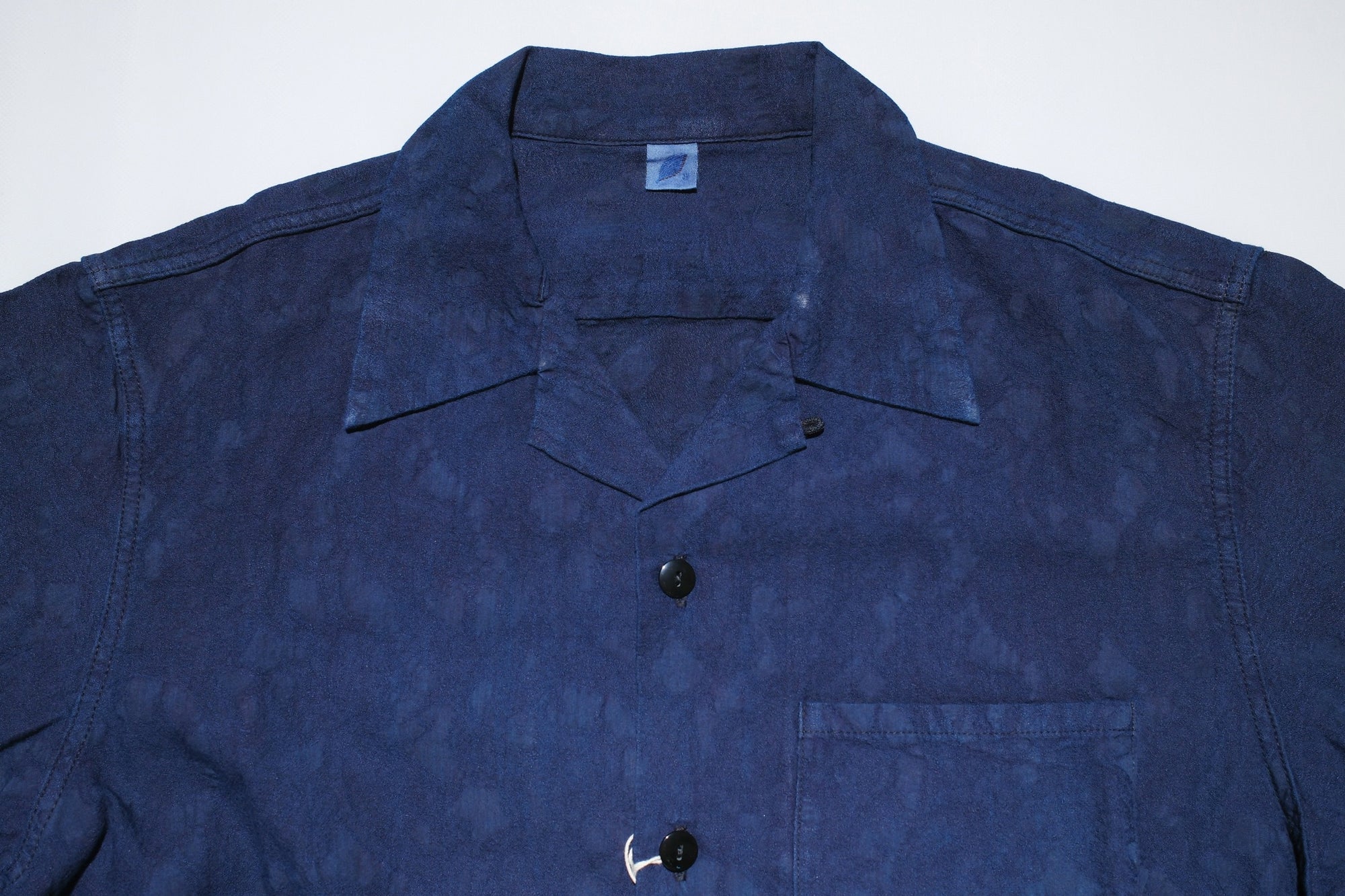Pure Blue Japan Indigo "Paisley" S/S Open Collar Shirt
