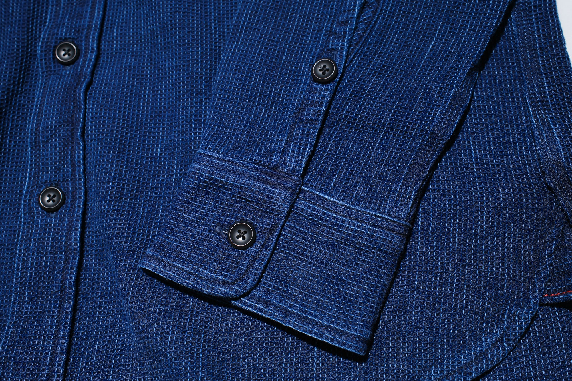 Iron Heart 5.5oz Indigo Cotton Waffle Work Shirt