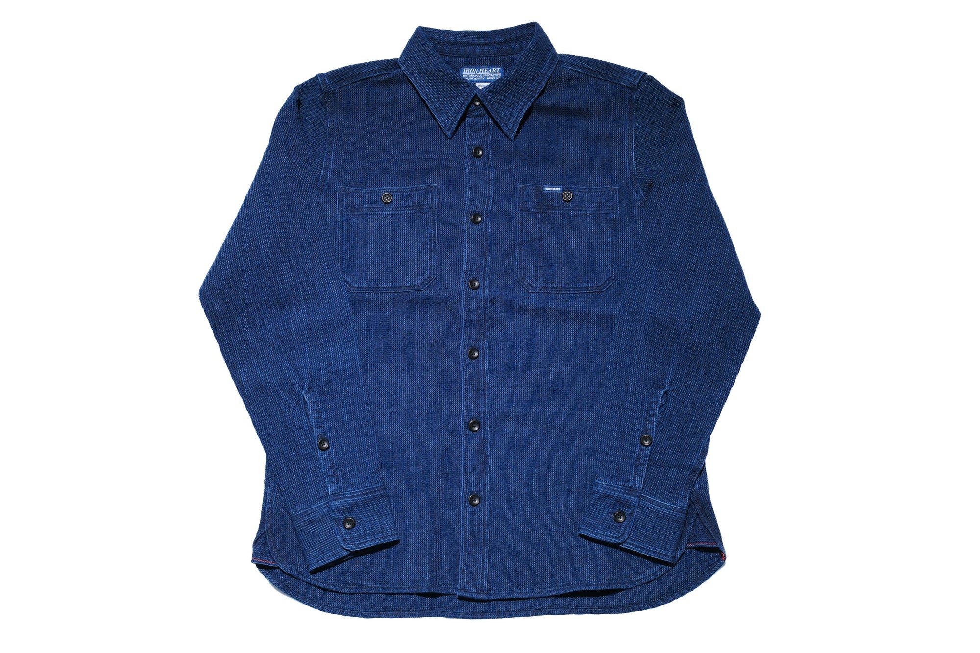 Iron Heart 5.5oz Indigo Cotton Waffle Work Shirt