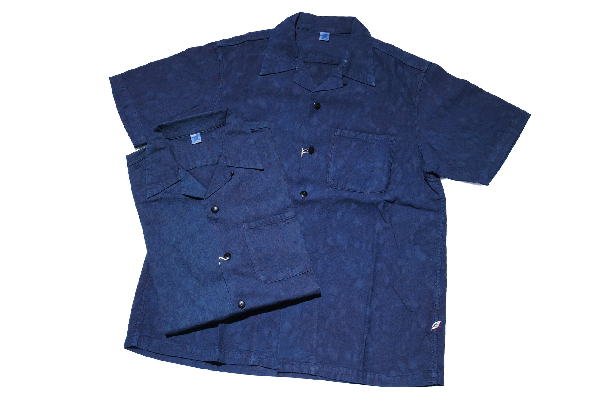 Pure Blue Japan Indigo "Flower" S/S Open Collar Shirt