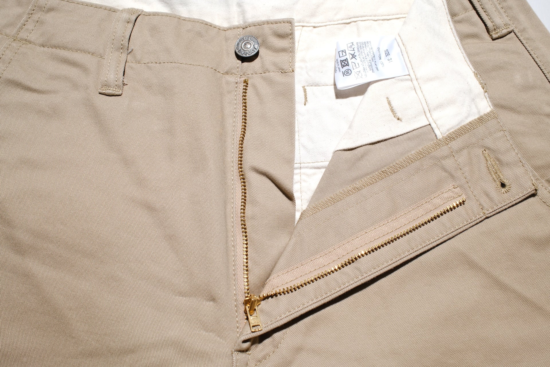 Pure Blue Japan 11oz “Dry-Touch” High-Density Chino Trousers (Light Beige)