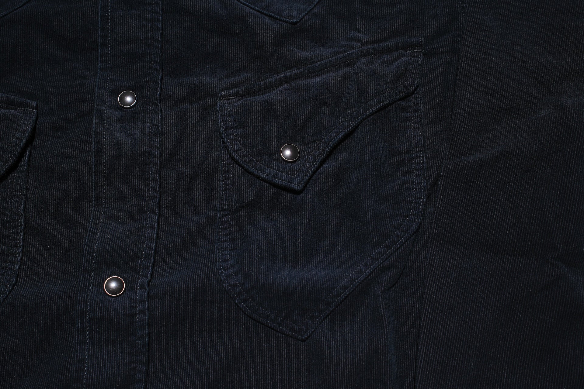 Pure Blue Japan 8oz "Silky-Smooth" Corduroy Western Shirt (Black Overdyed)