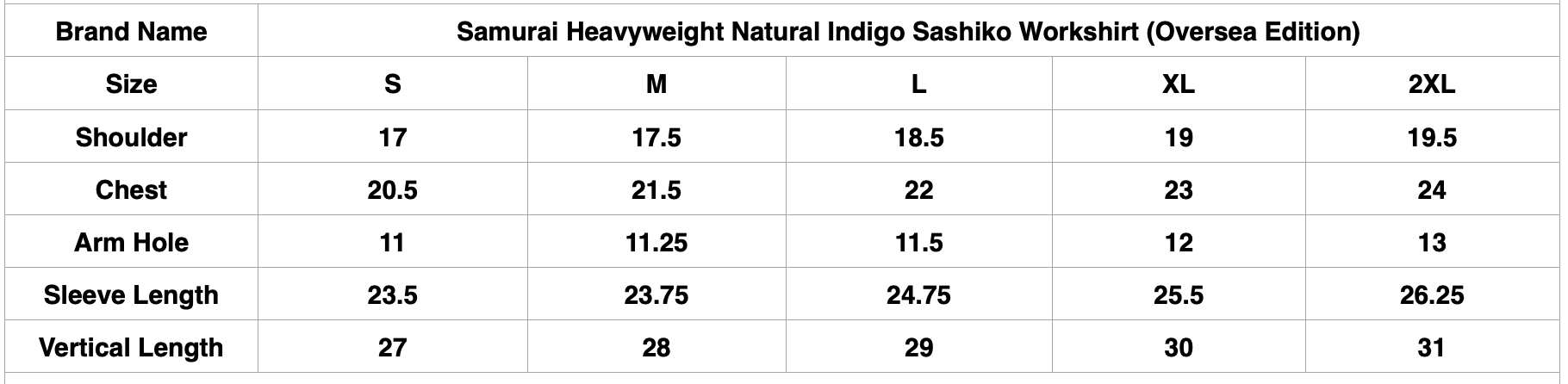 Samurai Heavyweight Natural Indigo Sashiko Workshirt (Overseas Edition)