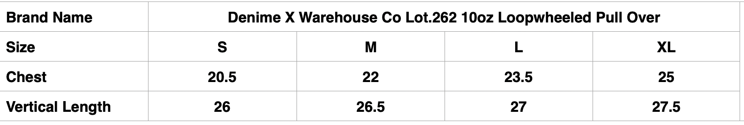 Denime X Warehouse Co Lot.262 10oz Loopwheeled Pull Over (Grey)