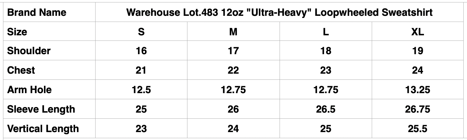 Warehouse Lot.483 12oz "Ultra-Heavy" Loopwheeled Sweatshirt (Black)