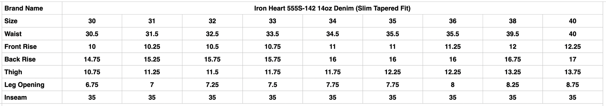 Iron Heart 555S-142 14oz Denim (Slim Tapered Fit)