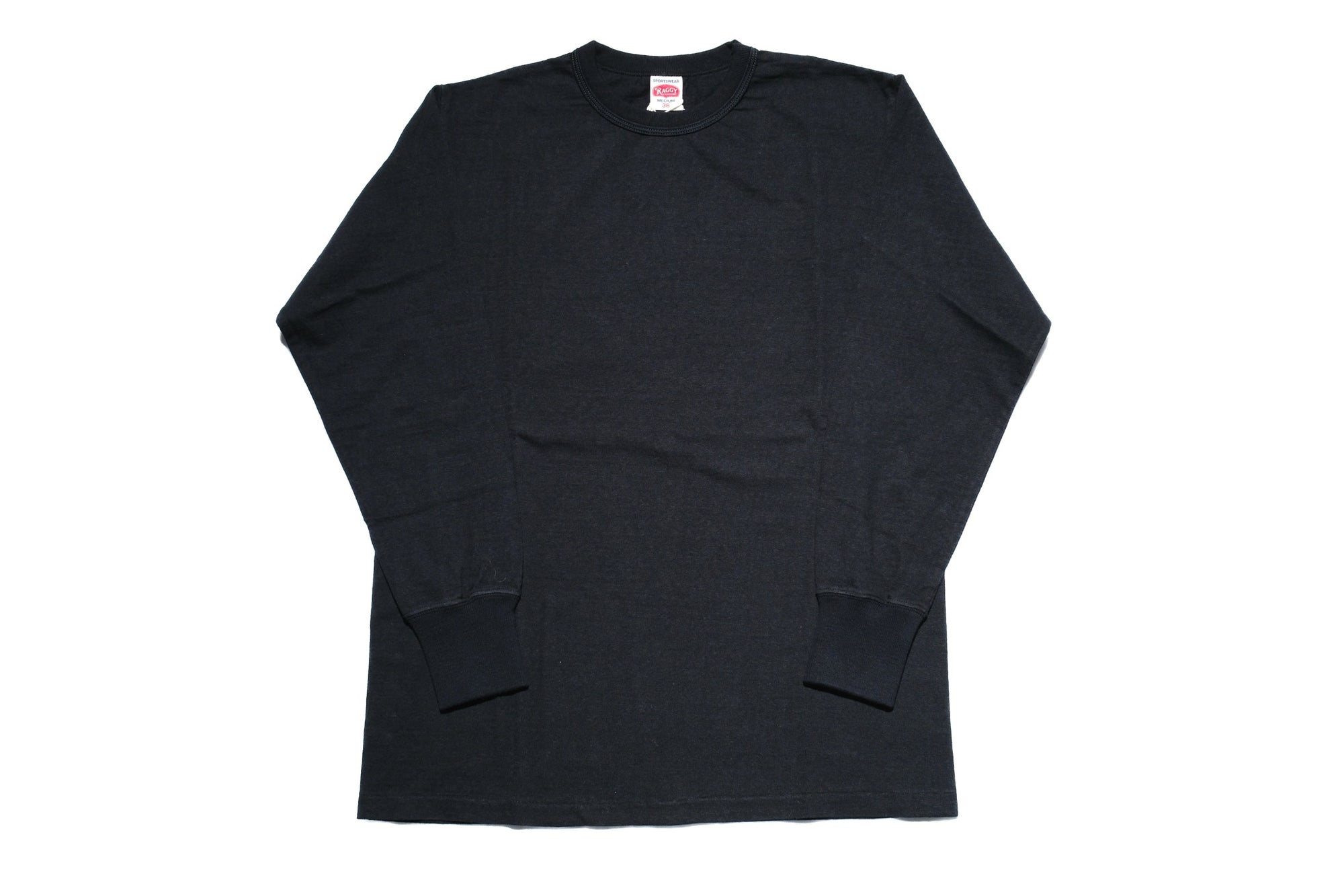 RAGGY CLOTHING 8oz "Fluffy-Sport" Loopwheeled L/S Tee (Solid Black)