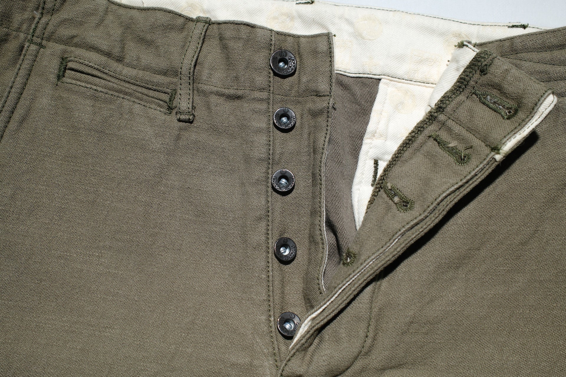 Samurai 15oz Selvage Back Satin Chinos (Vintage Olive)