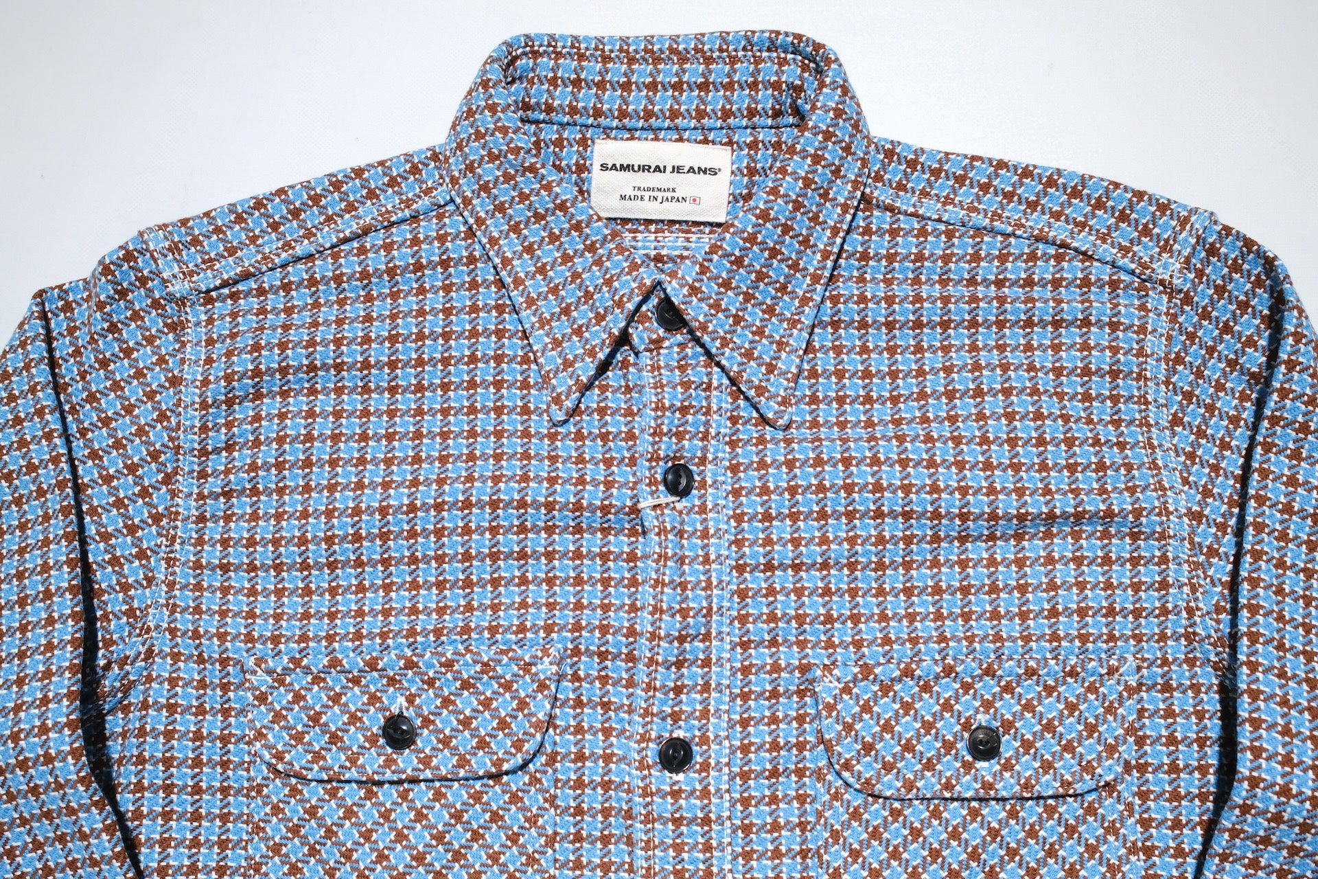Samurai Indigo Dyed Heavyweight “Overseas Edition” Flannel Workshirt (Cheese Brown)