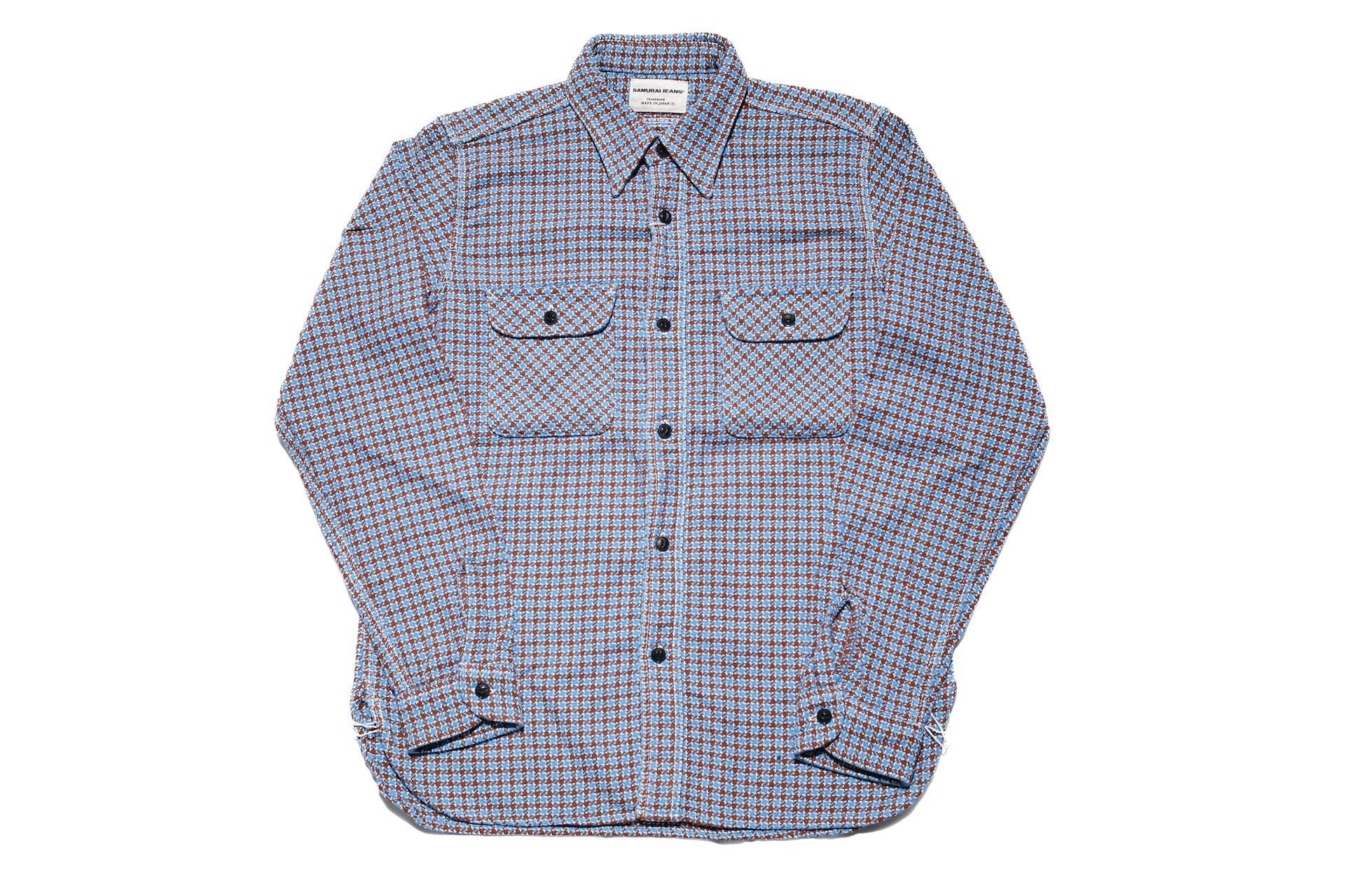 Samurai Indigo Dyed Heavyweight “Overseas Edition” Flannel Workshirt (Cheese Brown)