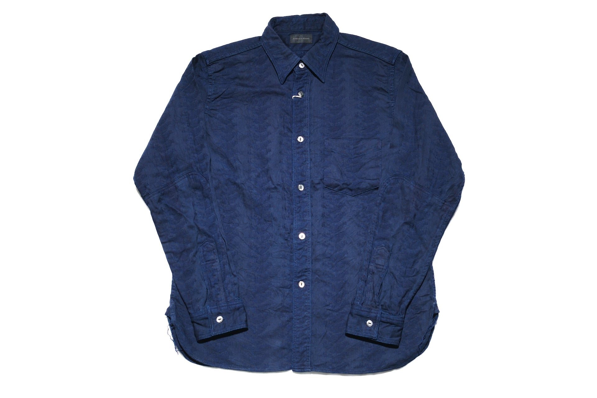 Samurai Indigo Dyed “Sengen Blossom” Jacquard Oxford Shirt (Overseas Edition)