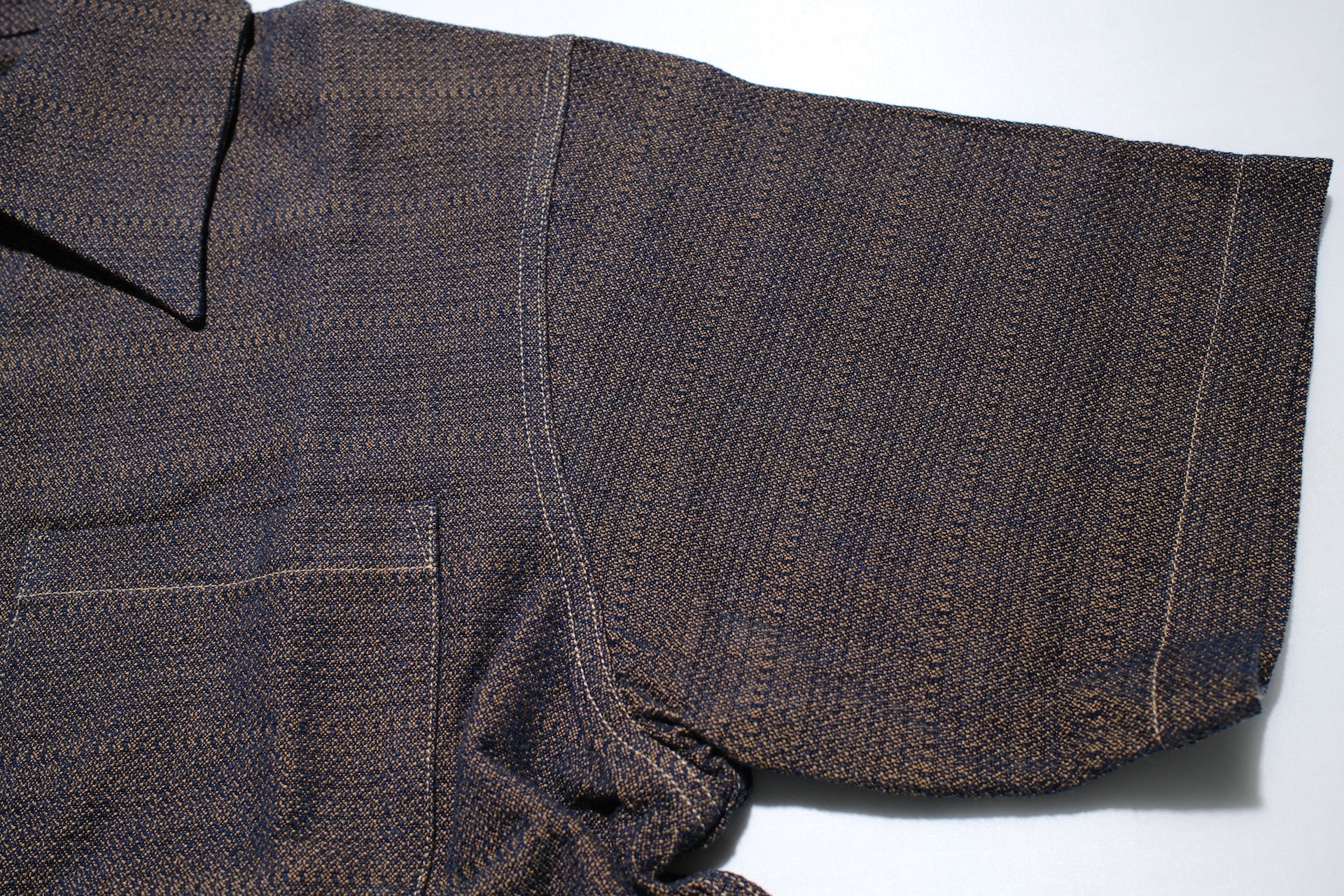Samurai 10oz “Konako Ai-Madara” Sashiko S/S Open Collar Shirt