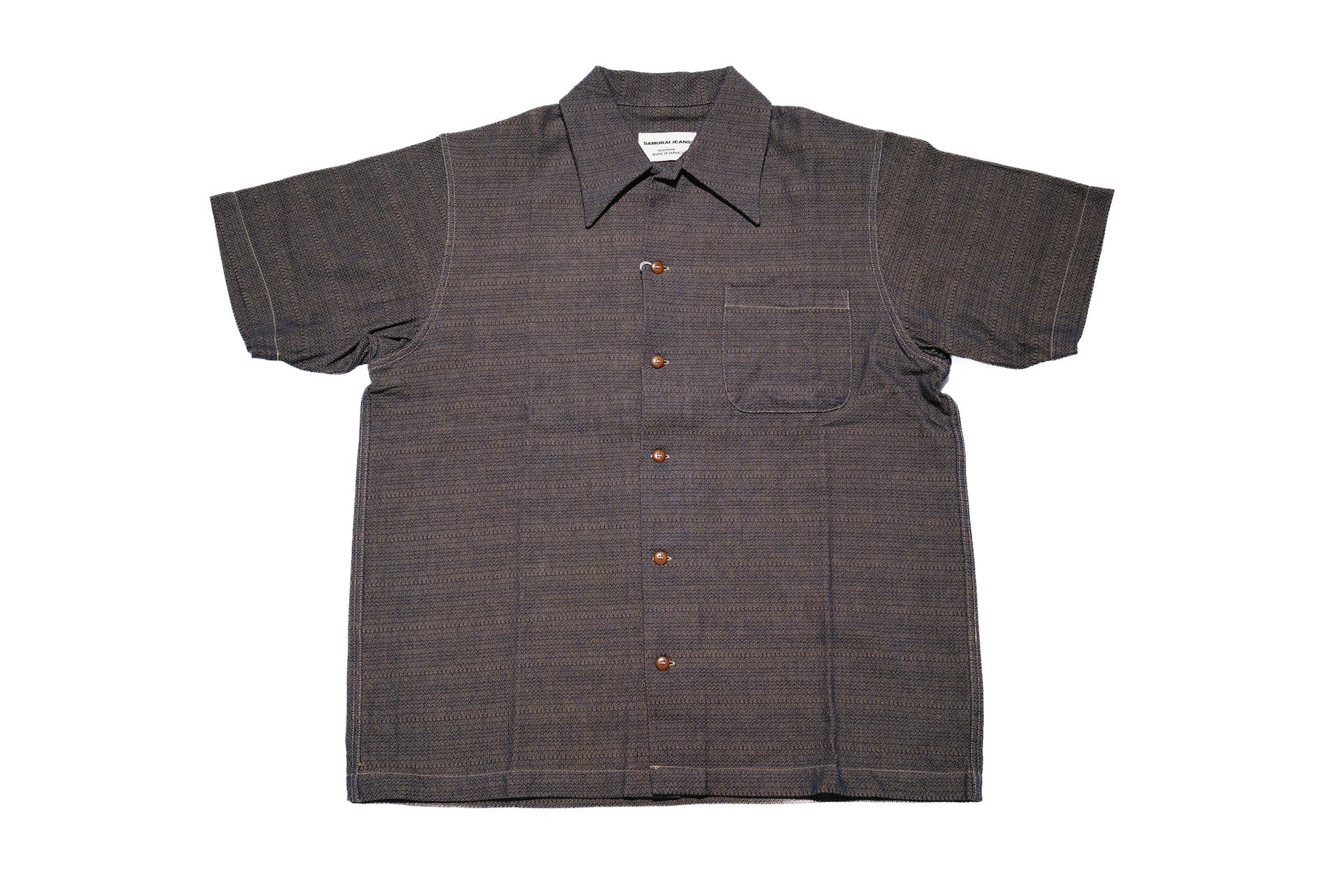 Samurai 10oz “Konako Ai-Madara” Sashiko S/S Open Collar Shirt