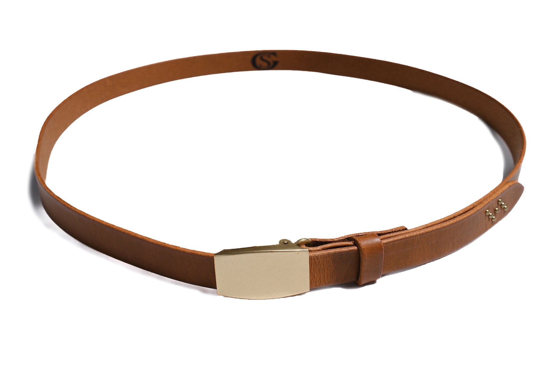 Sugar & Co. “Ivy Senior” Narrow Cowhide Belt (Camel Tan)