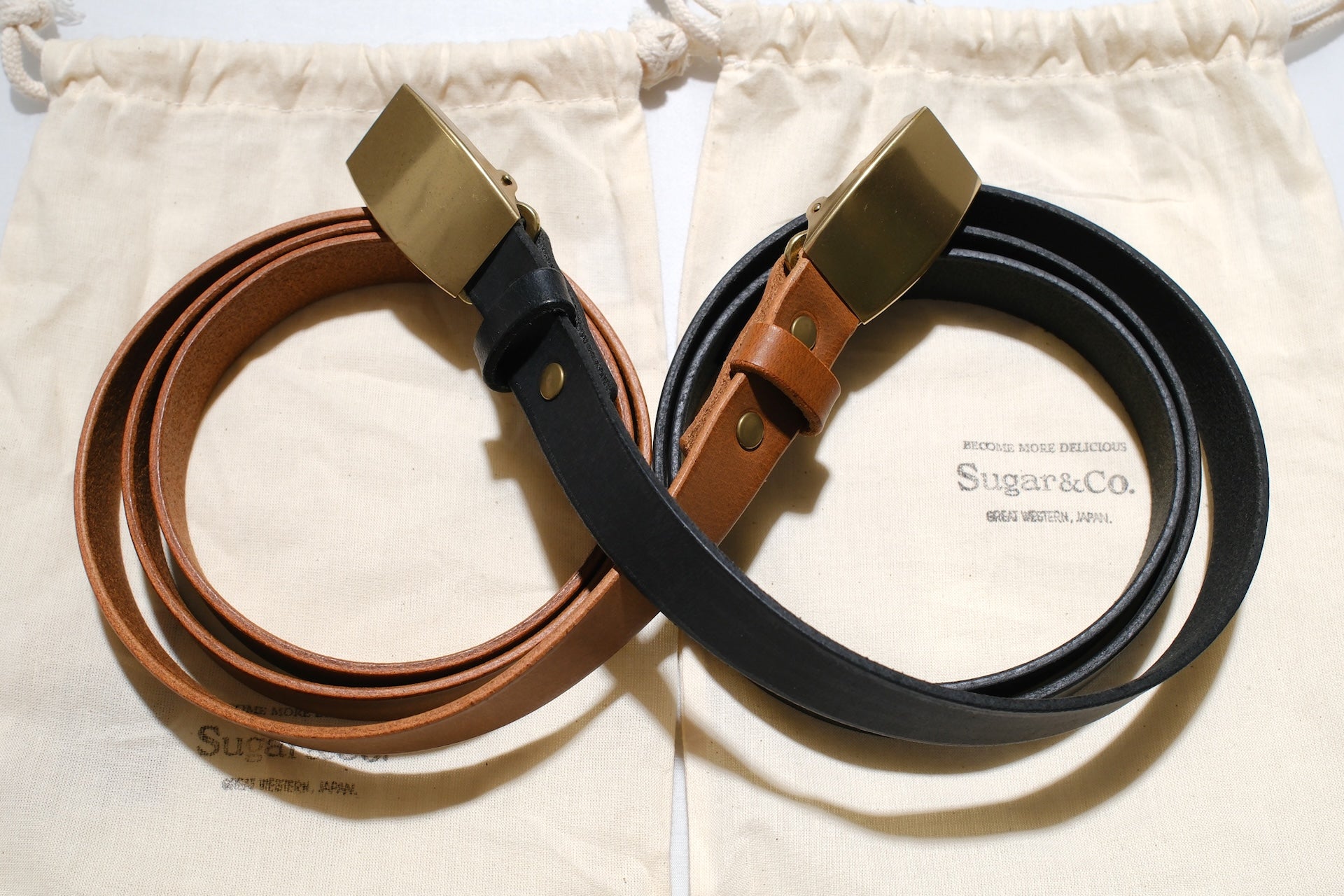 Sugar & Co. “Ivy Senior” Narrow Cowhide Belt (Camel Tan)