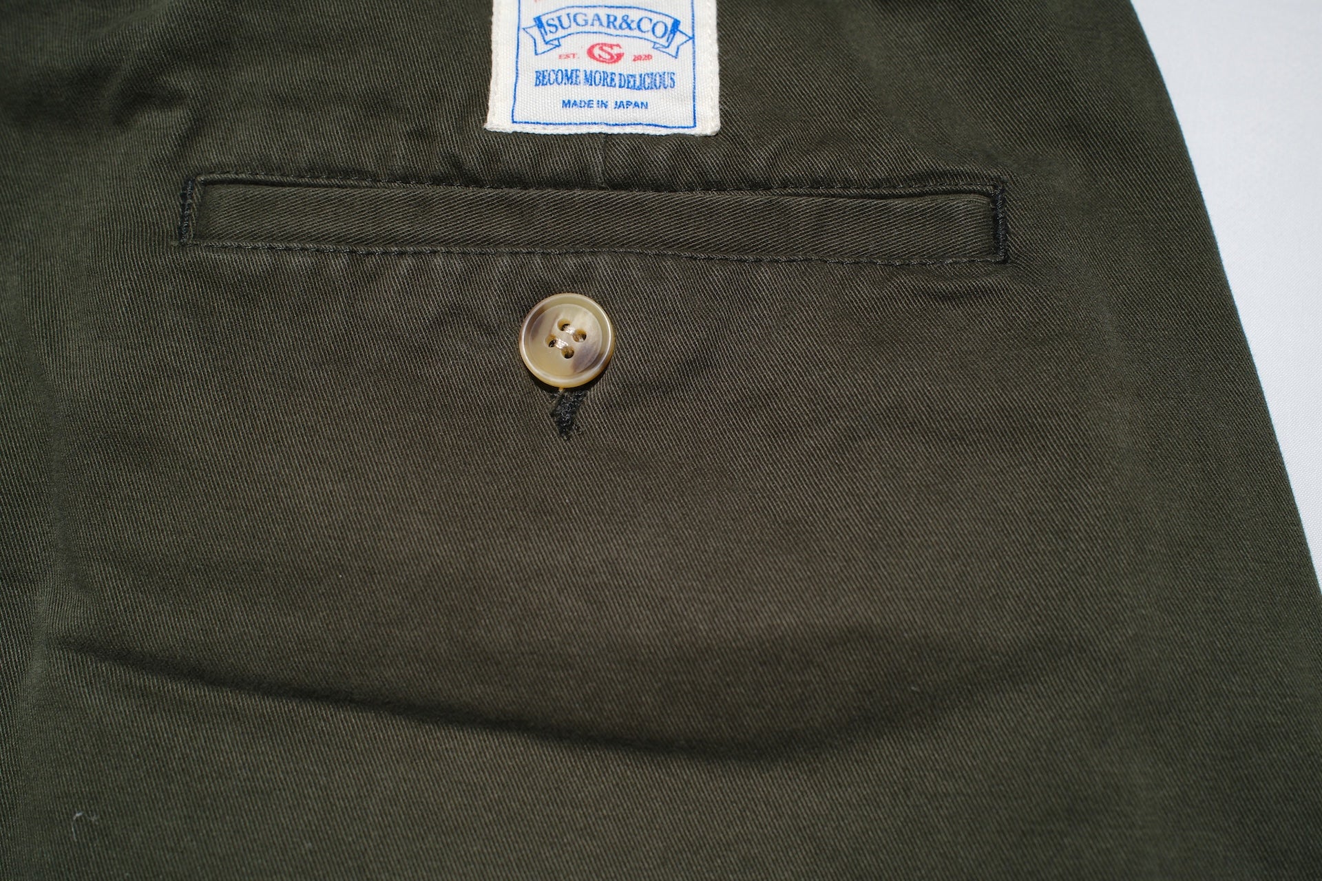Sugar & Co. “Ivy Senior” Moleskin Loose-Straight Chino Trousers (Olive)