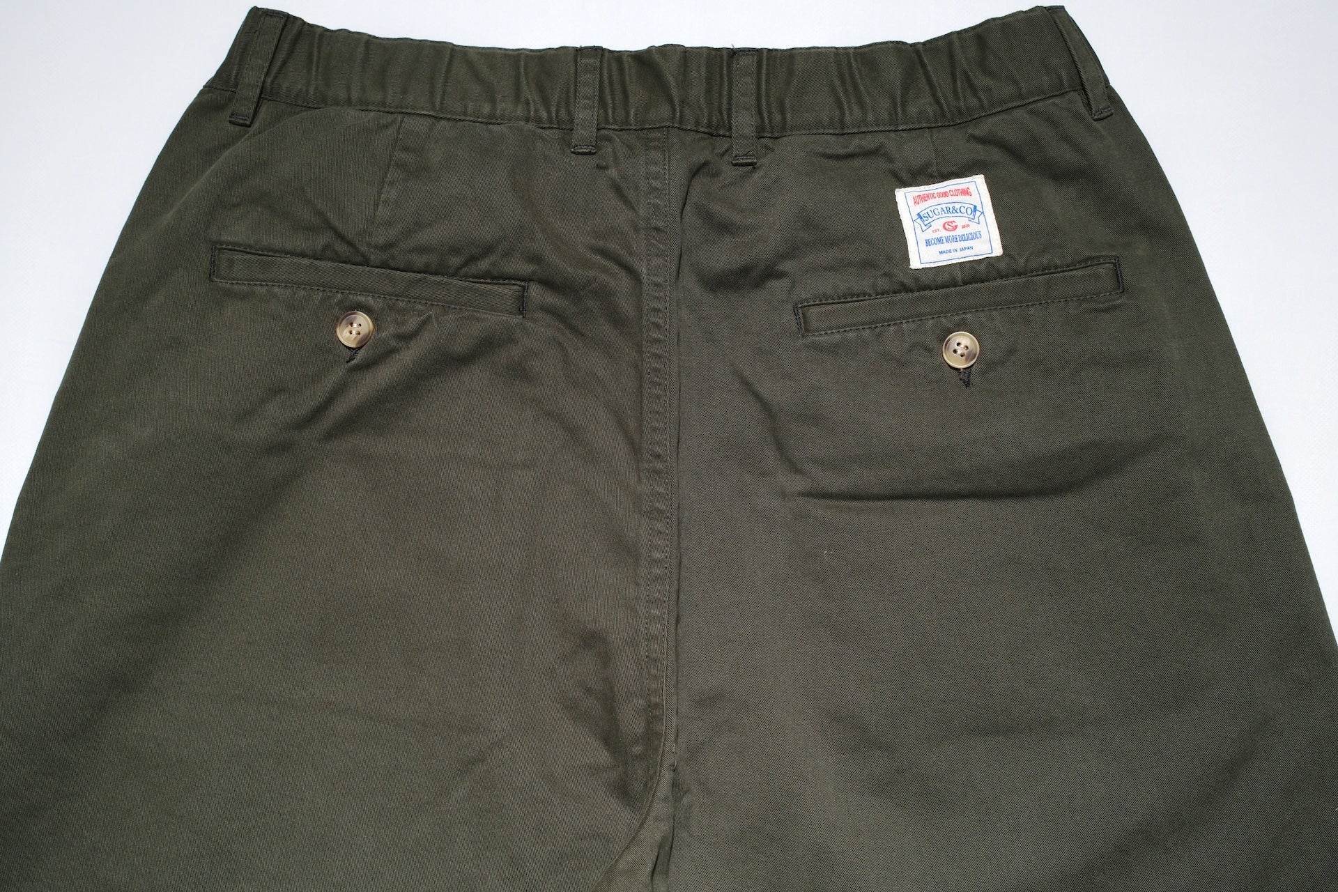 Sugar & Co. “Ivy Senior” Moleskin Loose-Straight Chino Trousers (Olive)