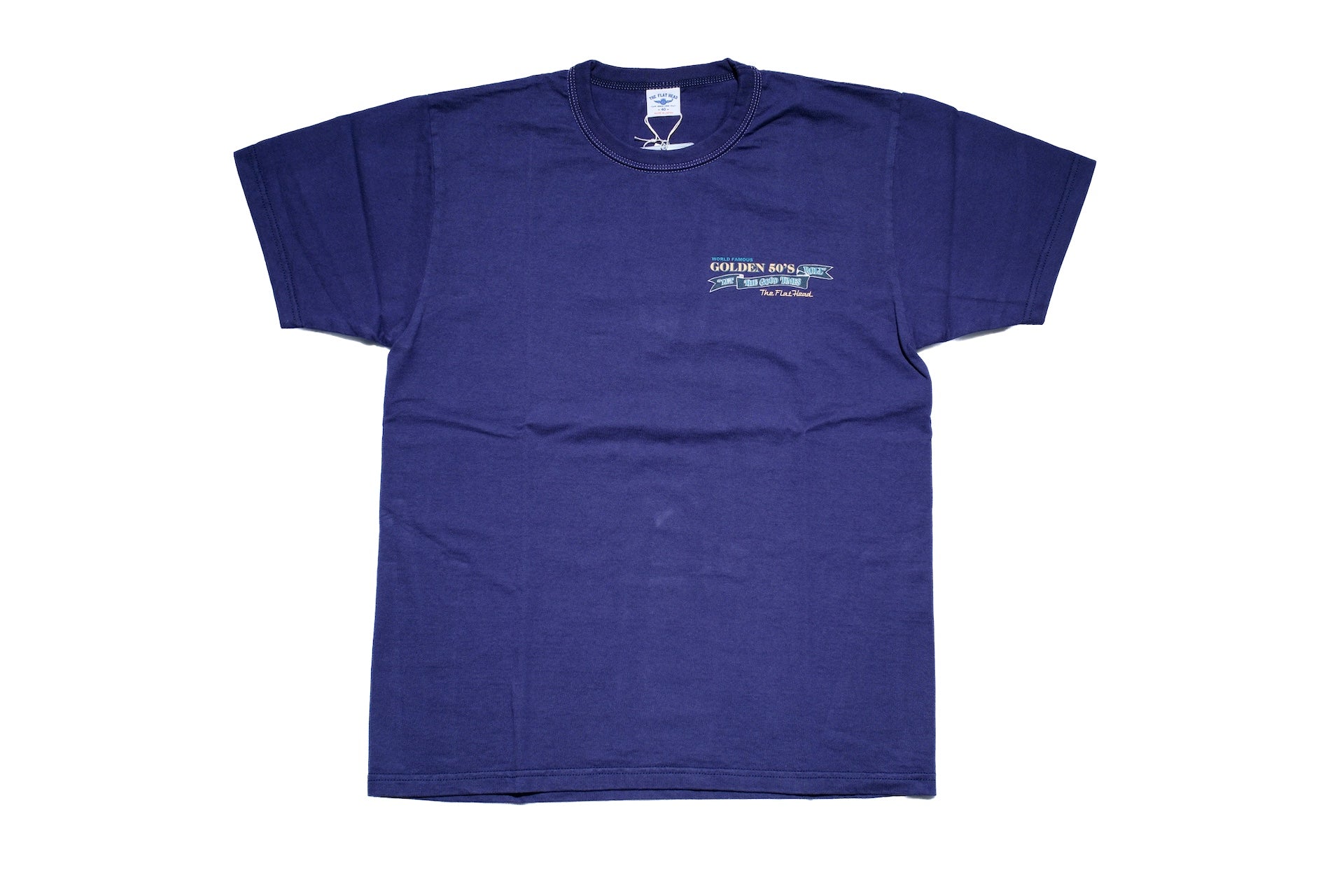 The Flat Head 9oz "Golden '50s" Loopwheeled Tee (Eggplant Navy)