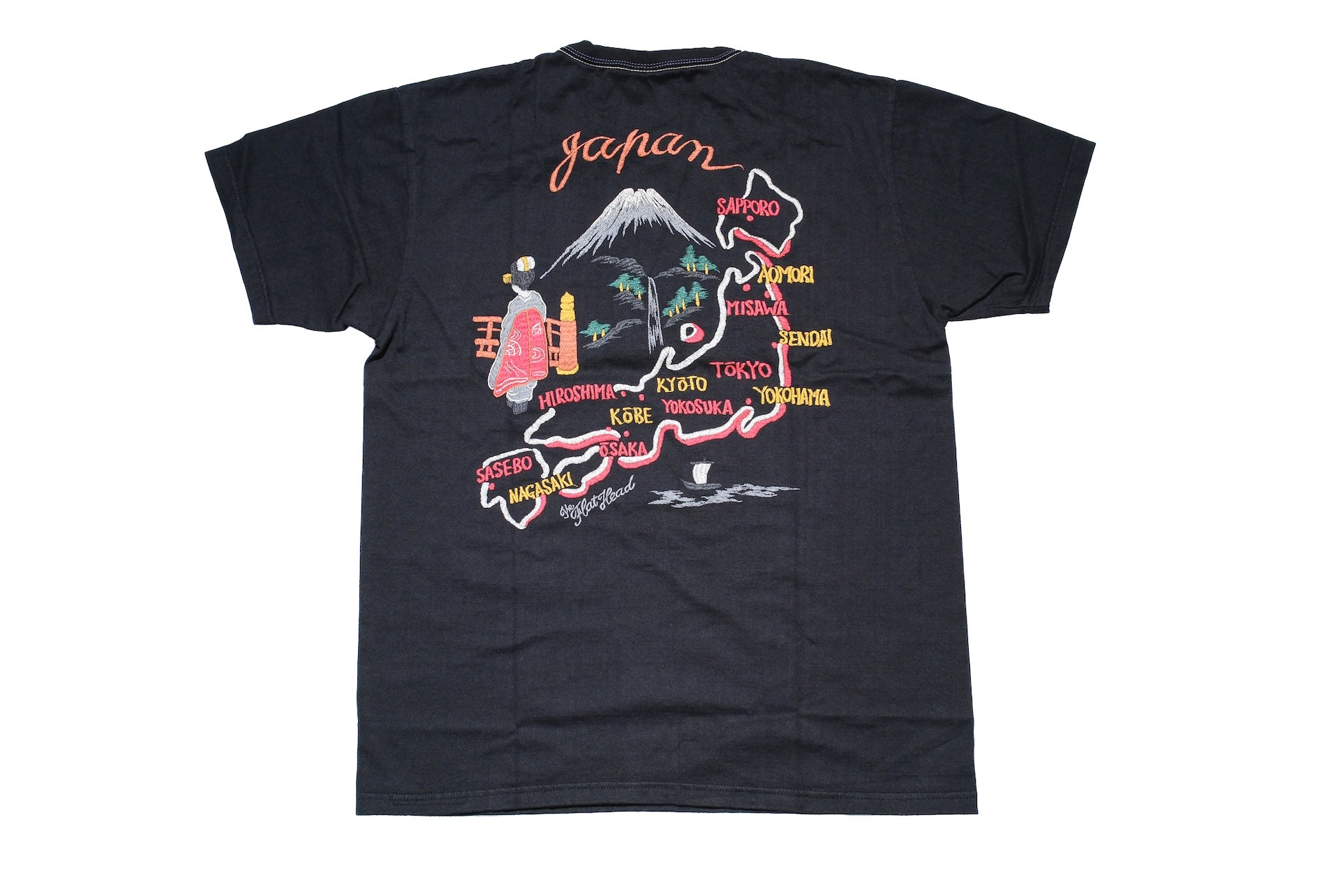 The Flat Head 9oz "Mountain Fuji" Loopwheeled Tee (Black)