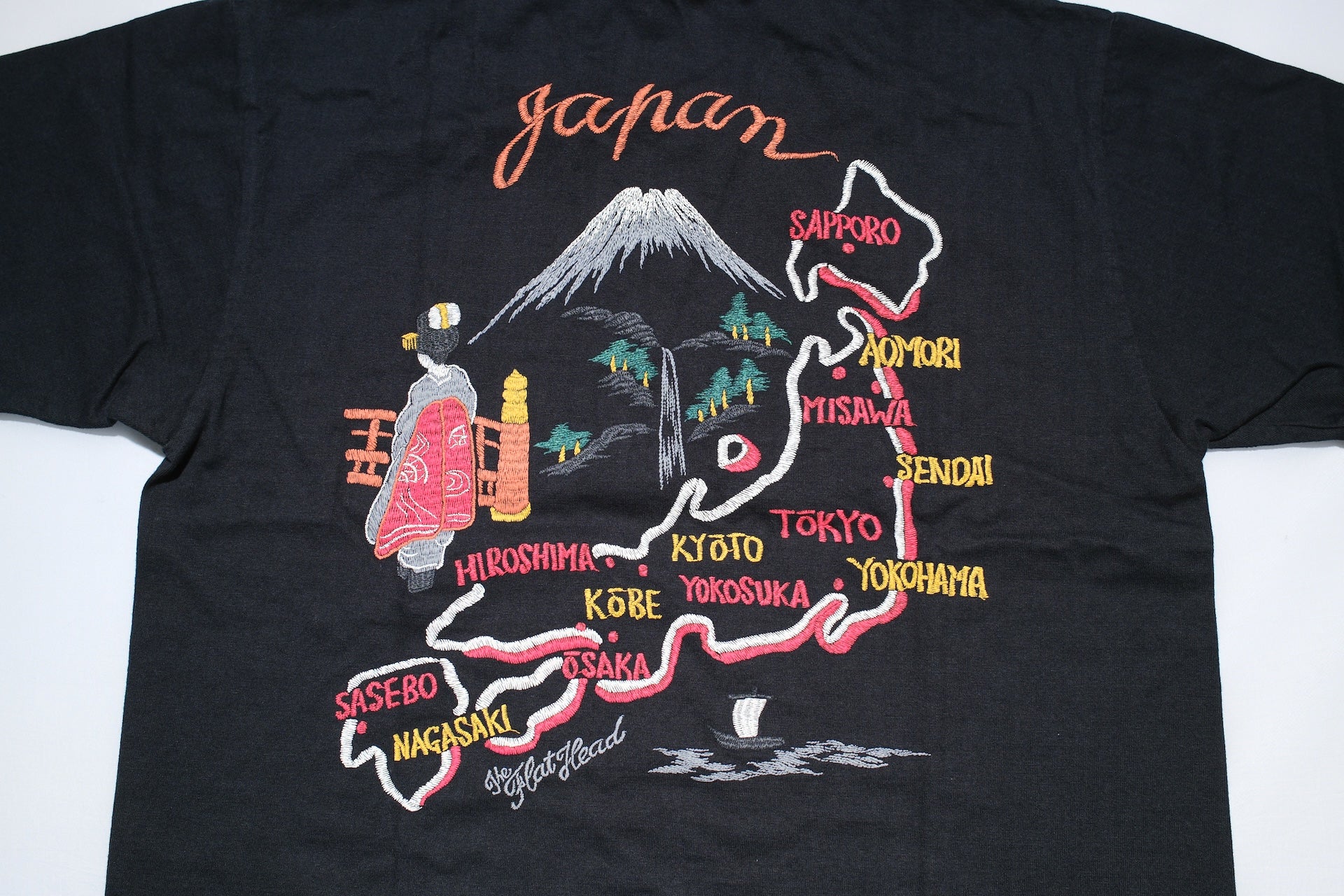 The Flat Head 9oz "Mountain Fuji" Loopwheeled Tee (Black)
