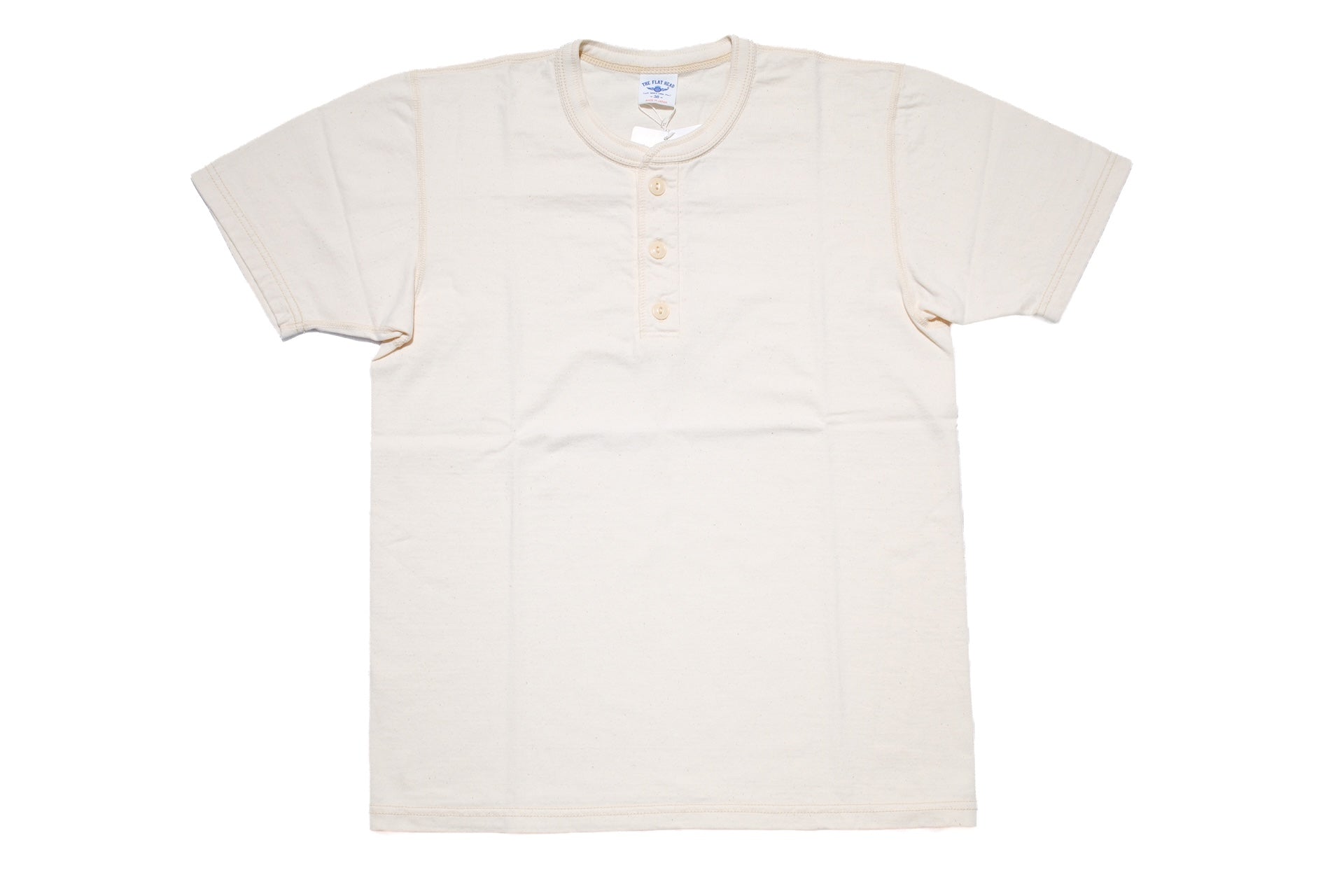 The Flat Head '26 Version 9oz Loopwheeled Henley Tee (Natural Ivory)
