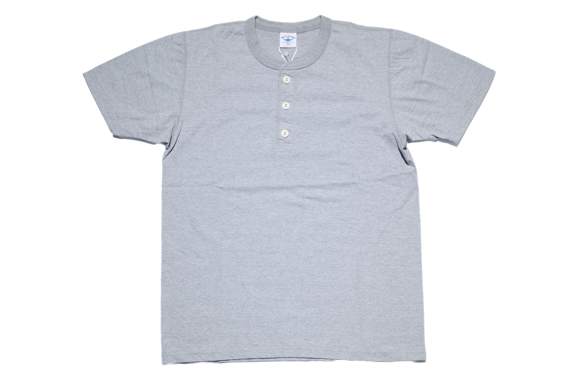 The Flat Head '26 Version 9oz Loopwheeled Henley Tee (Heather Grey)