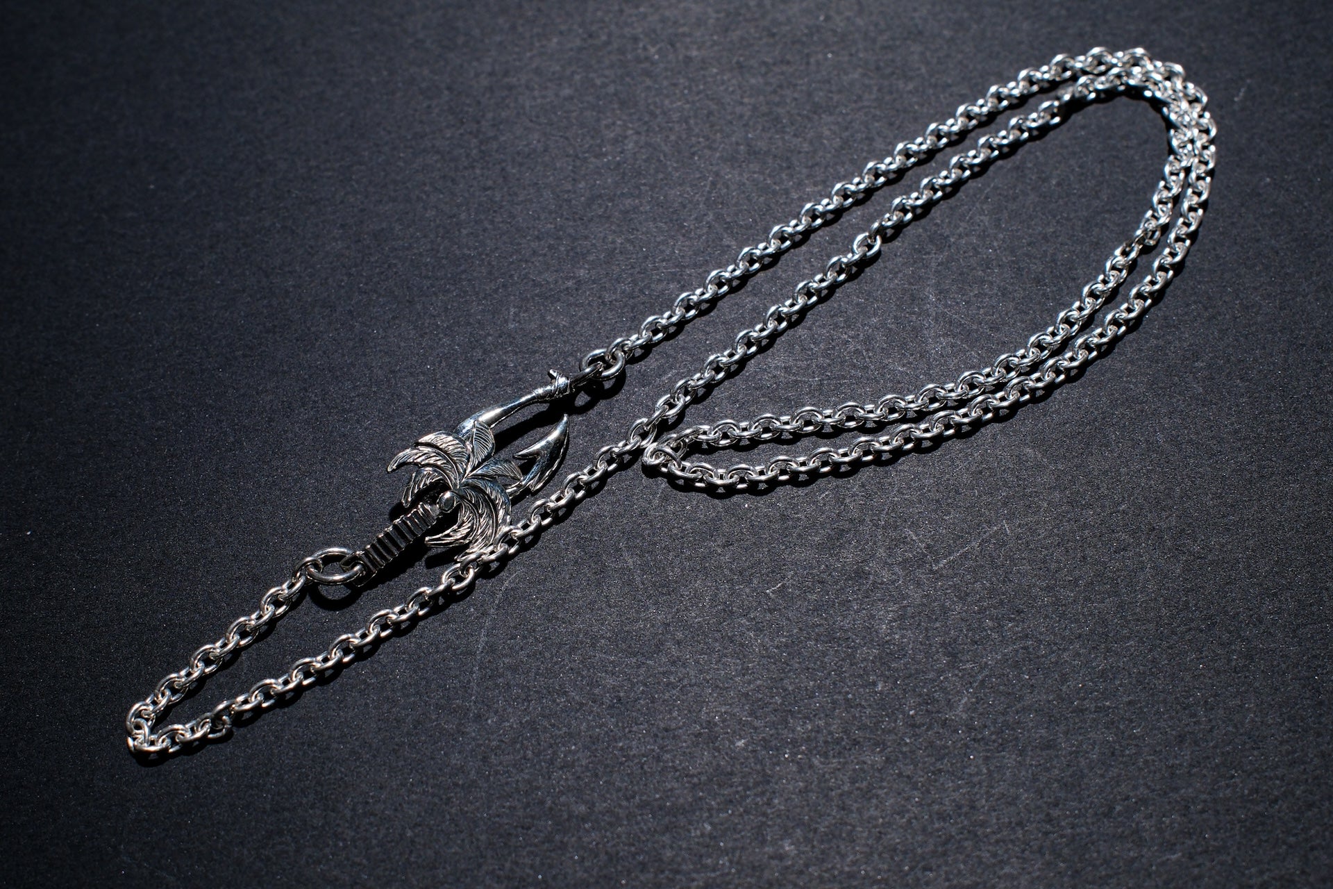 The One OCEAN "Round Azuki" Silver Chain with “Palm Tree” Hook (Small)