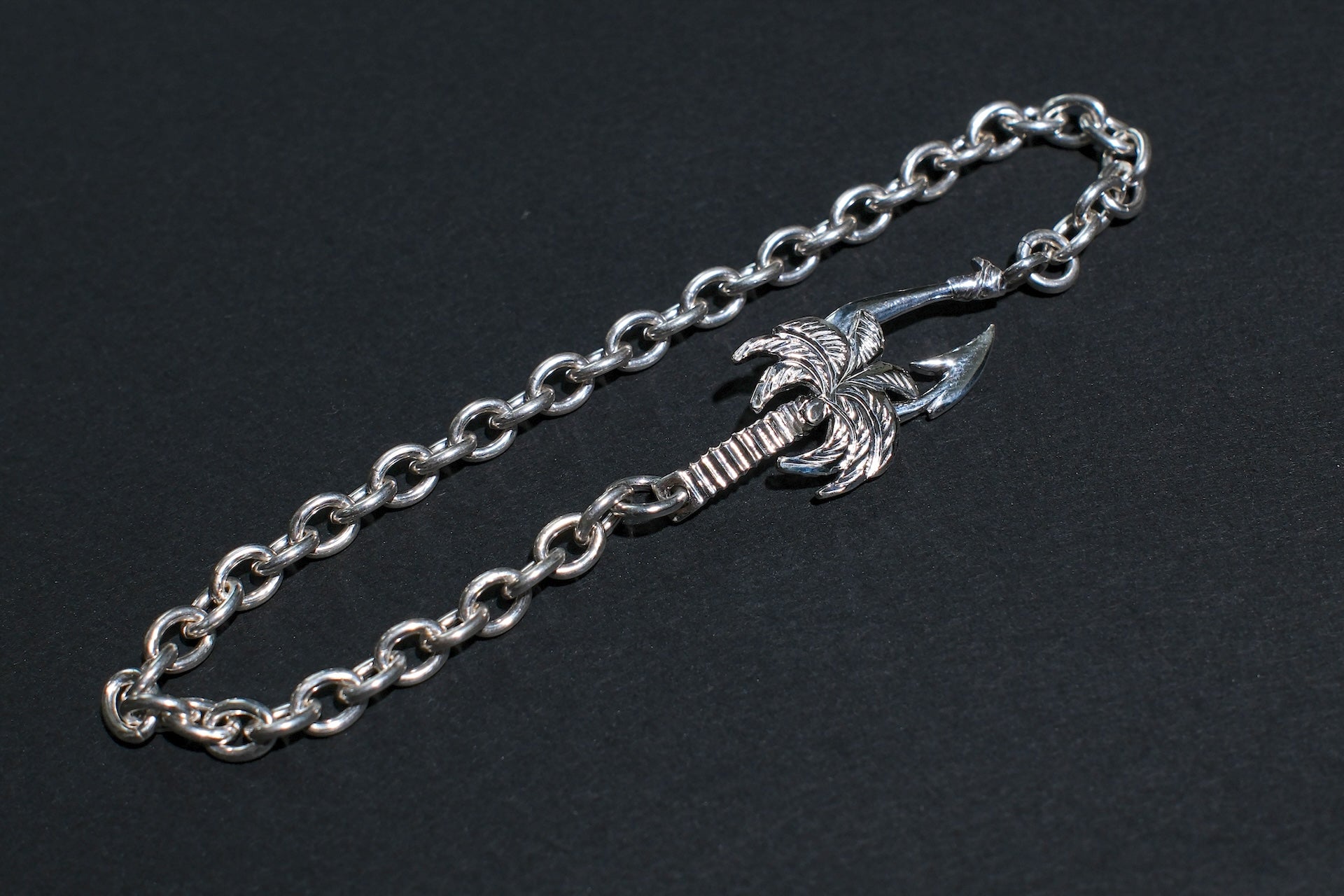 The One OCEAN "Palm Tree" Silver Chain Bracelet (Size Large)
