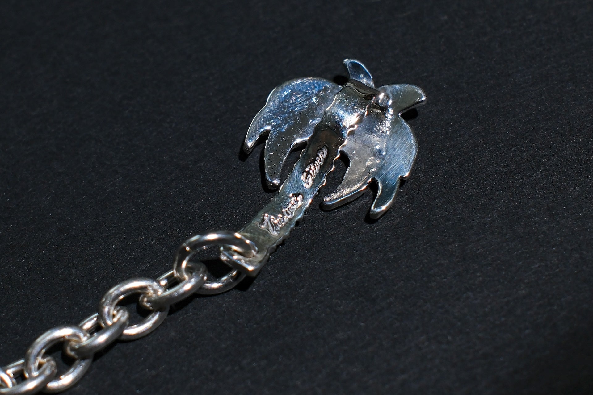 The One OCEAN "Palm Tree" Silver Chain Bracelet (Size Large)