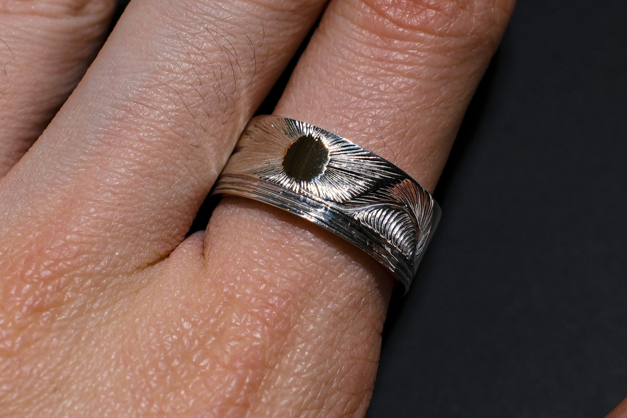 The One OCEAN "Rising Sun" Silver Ring with 18K Solid Gold Sun