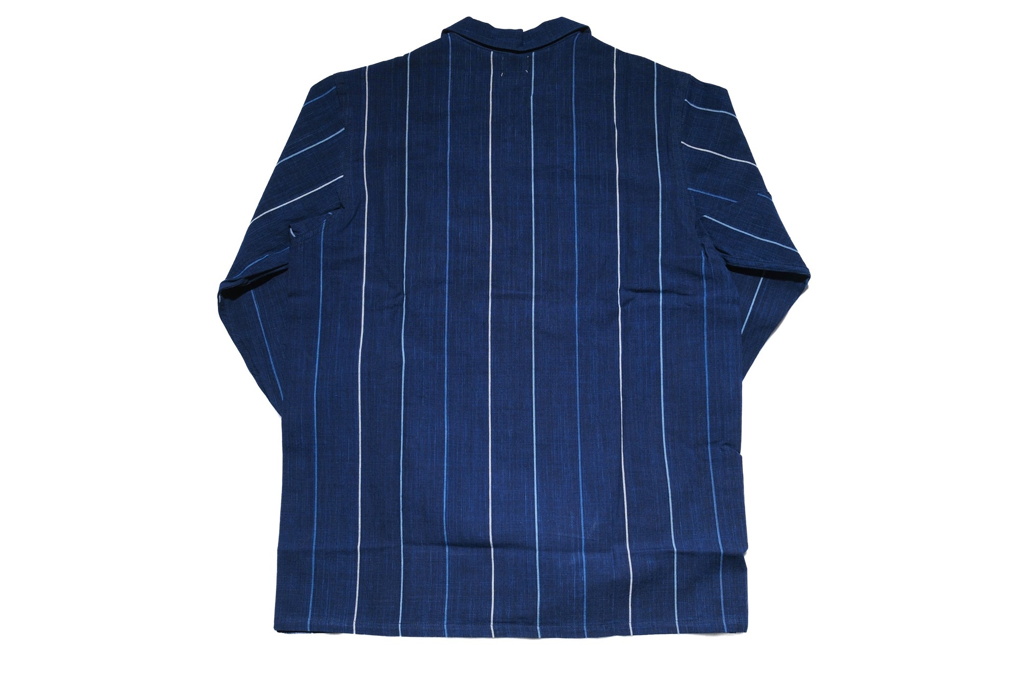 Omoto Denim 8oz Natural Indigo Dyed “Matsusaka-Jima” Open Collar Shirt