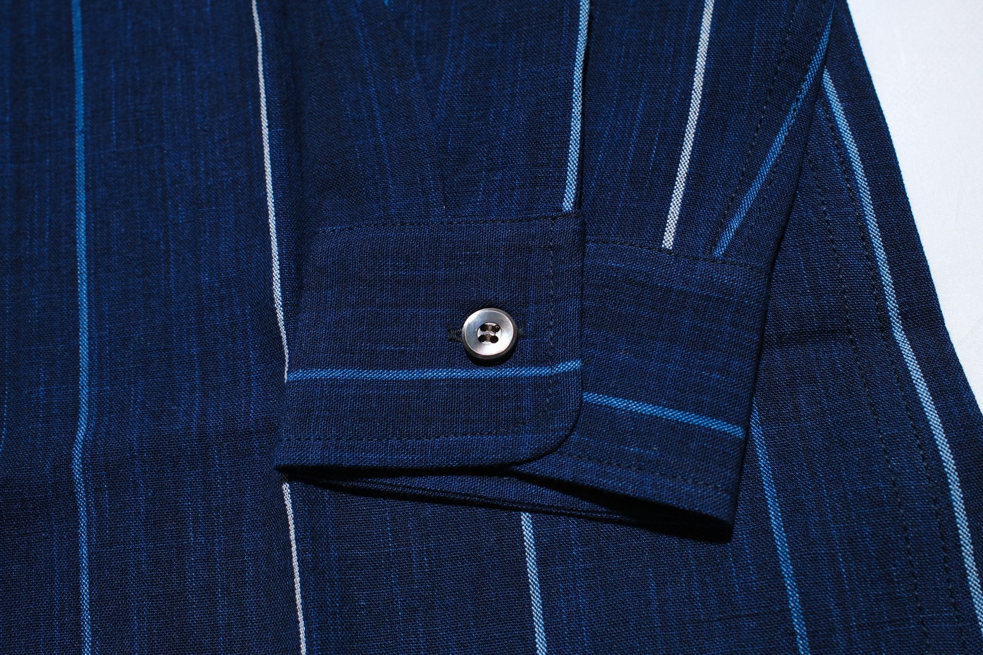 Omoto Denim 8oz Natural Indigo Dyed “Matsusaka-Jima” Open Collar Shirt