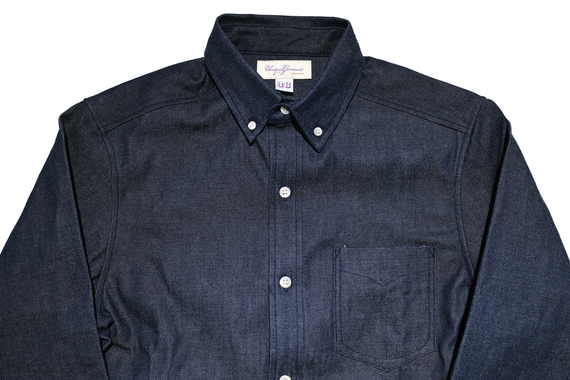 Unique Garment 12oz Selvage Denim 'Gatsby' Oxford Shirt (Grand Indigo)