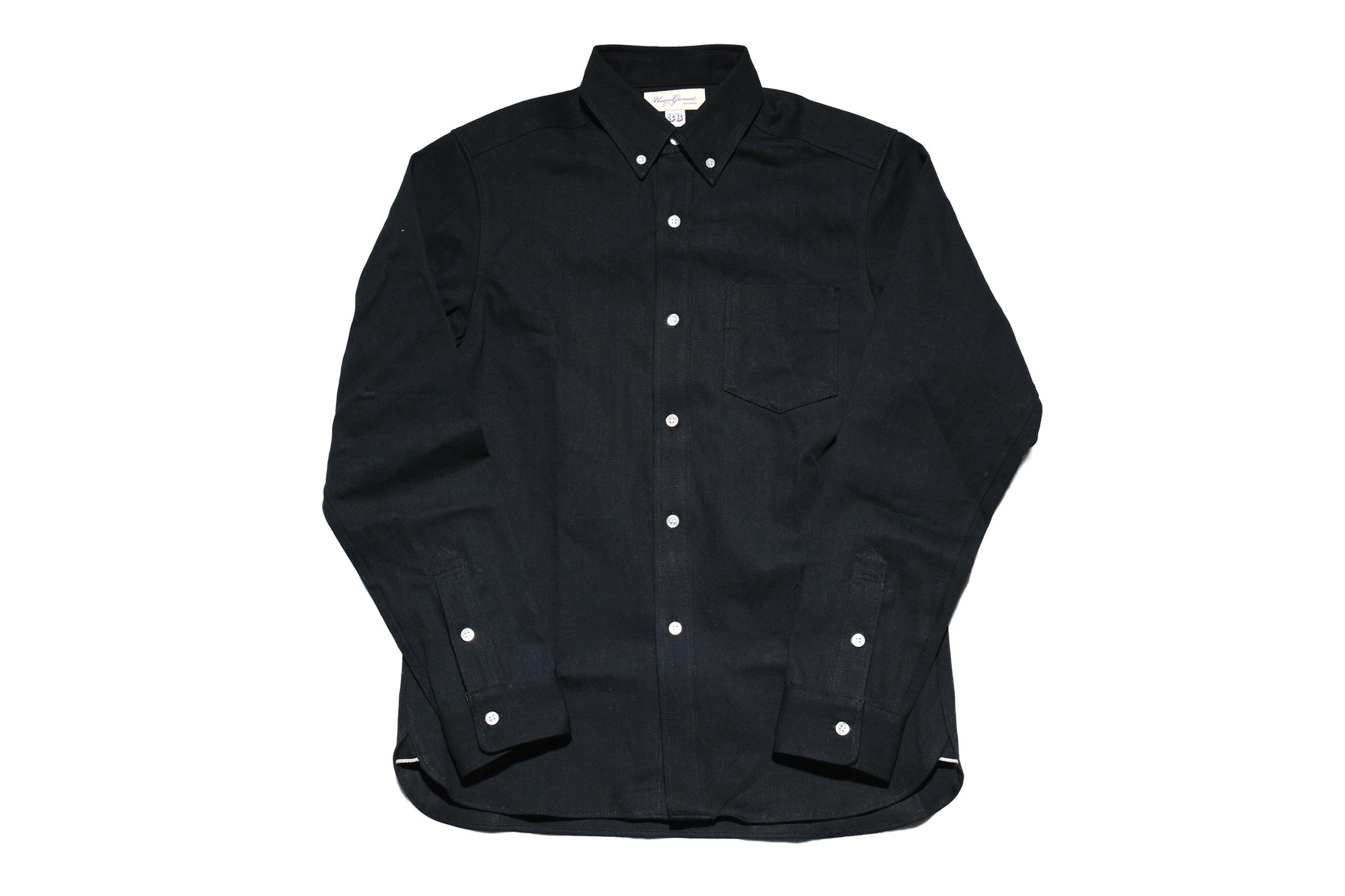 Unique Garment 12oz Selvage Denim 'Gatsby' Oxford Shirt (Solid Black)