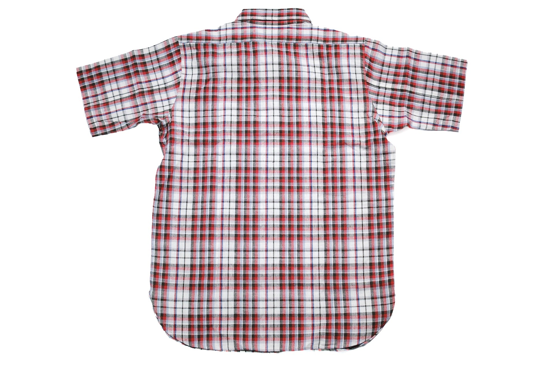 Warehouse 8oz Selvage Cotton/Linen Selvage Plaid S/S Work Shirt (Pinky Red)