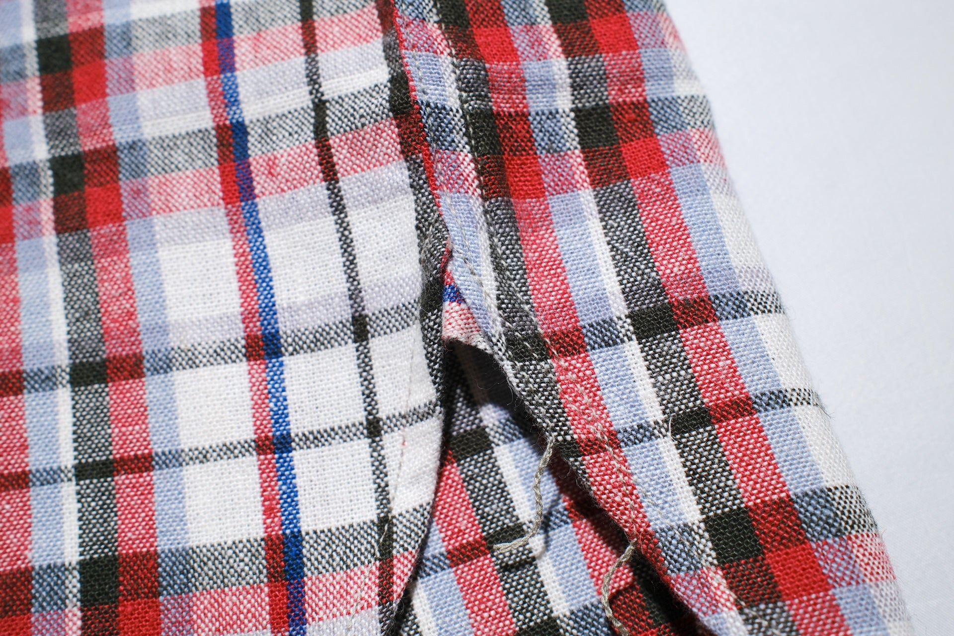 Warehouse 8oz Selvage Cotton/Linen Selvage Plaid S/S Work Shirt (Pinky Red)
