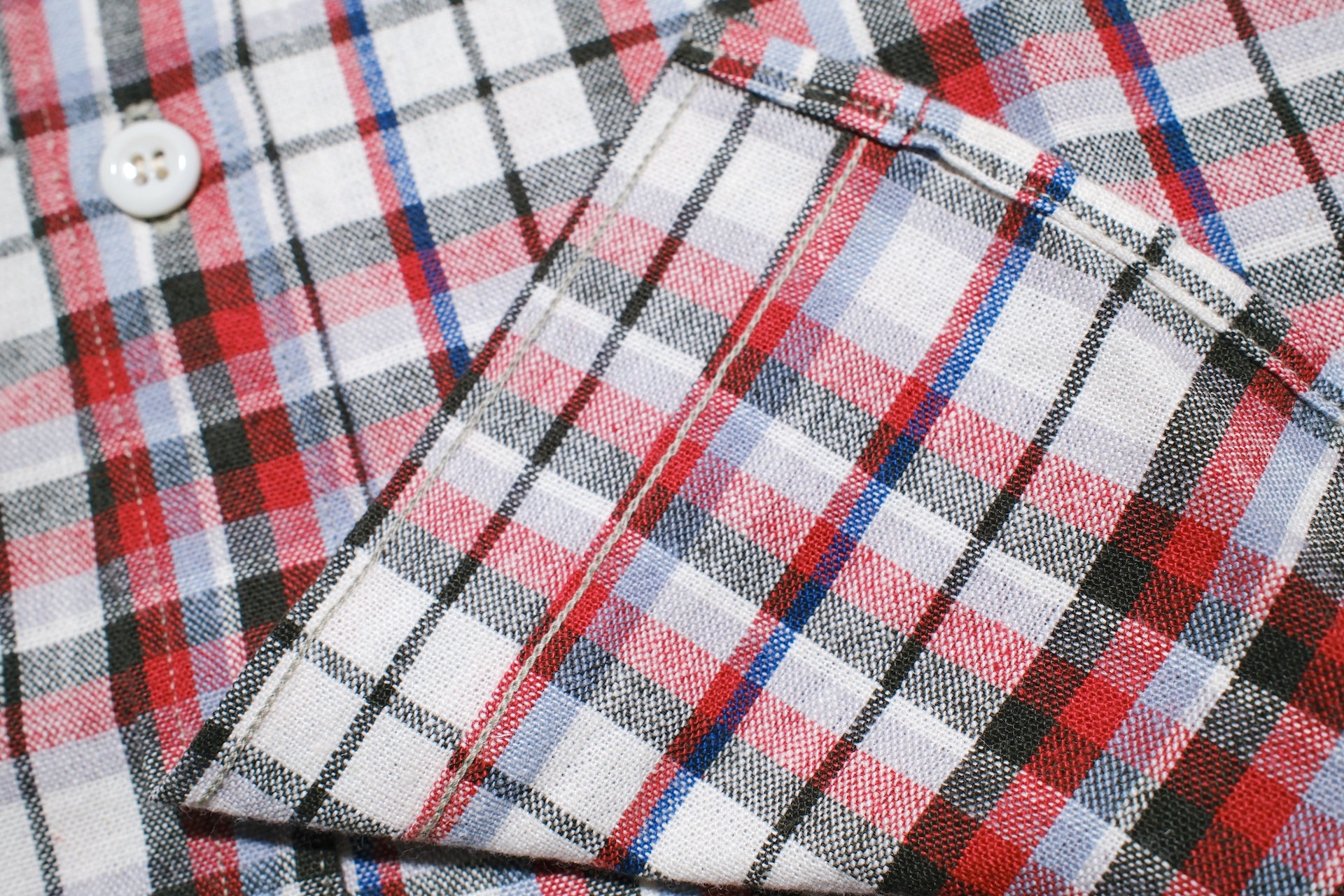 Warehouse 8oz Selvage Cotton/Linen Selvage Plaid S/S Work Shirt (Pinky Red)