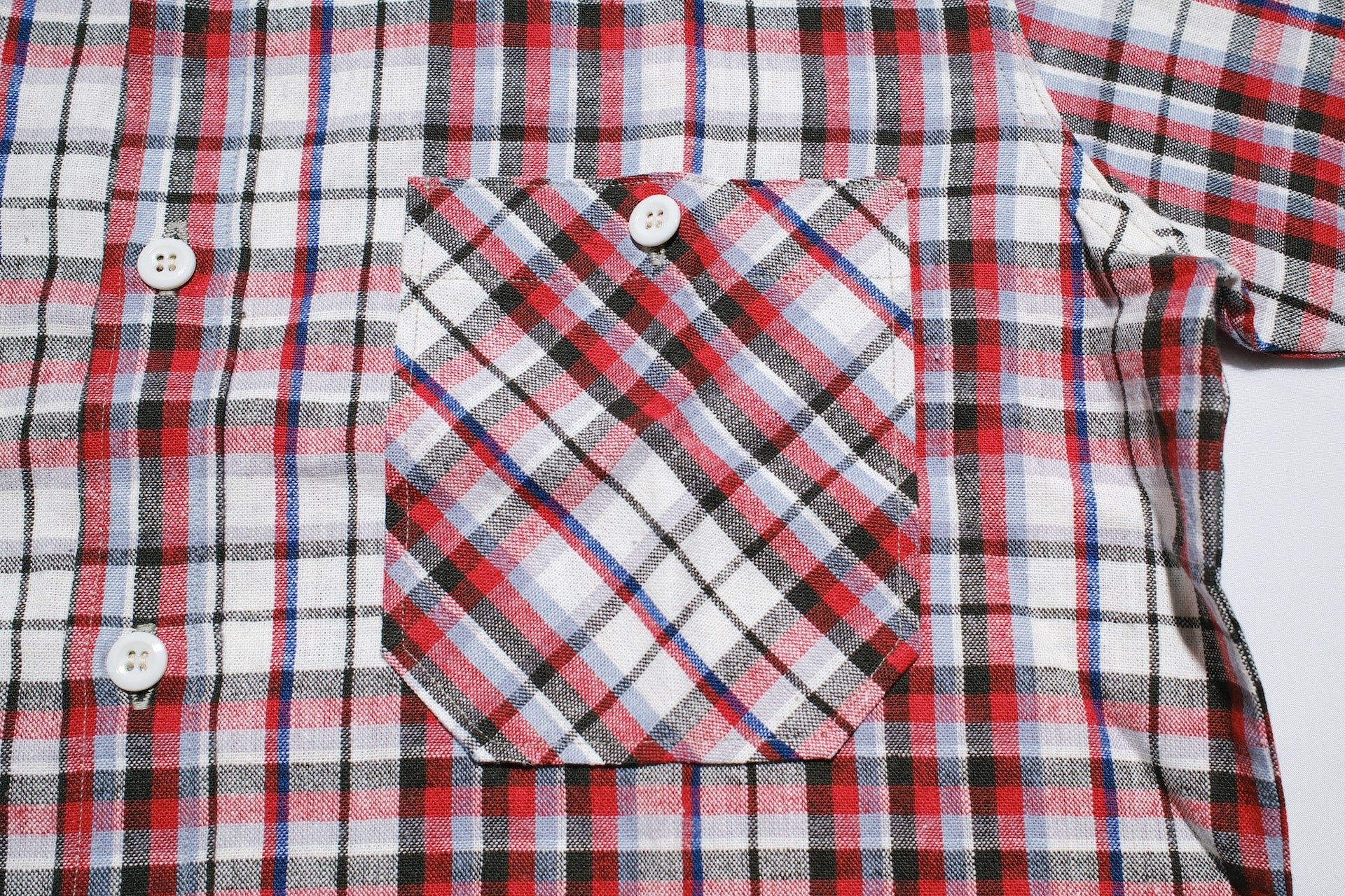 Warehouse 8oz Selvage Cotton/Linen Selvage Plaid S/S Work Shirt (Pinky Red)