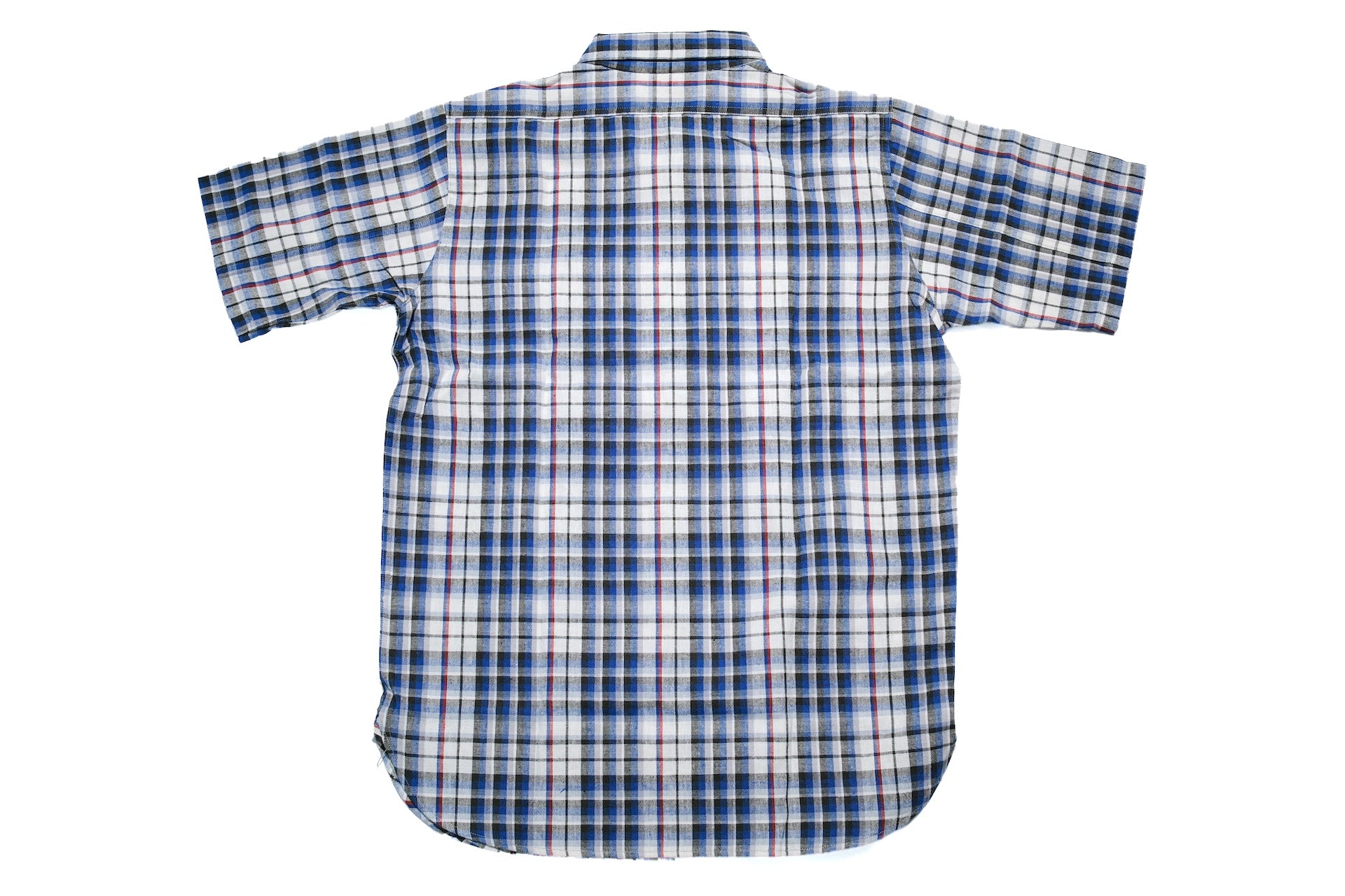 Warehouse 8oz Selvage Cotton/Linen Selvage Plaid S/S Work Shirt (Smoky Blue)