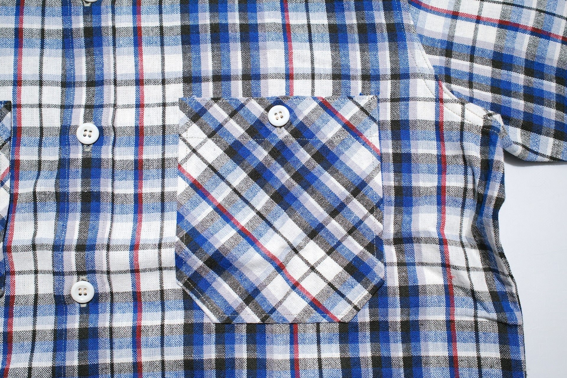 Warehouse 8oz Selvage Cotton/Linen Selvage Plaid S/S Work Shirt (Smoky Blue)