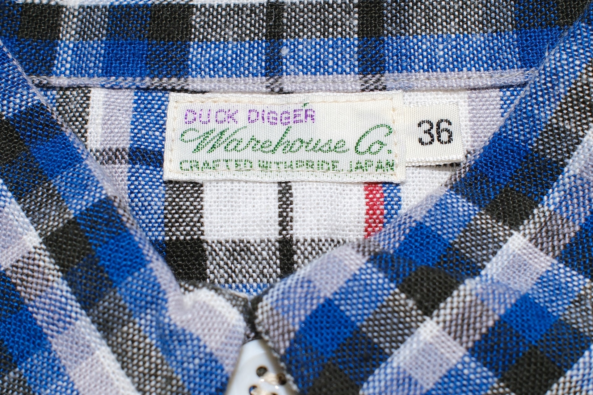 Warehouse 8oz Selvage Cotton/Linen Selvage Plaid S/S Work Shirt (Smoky Blue)