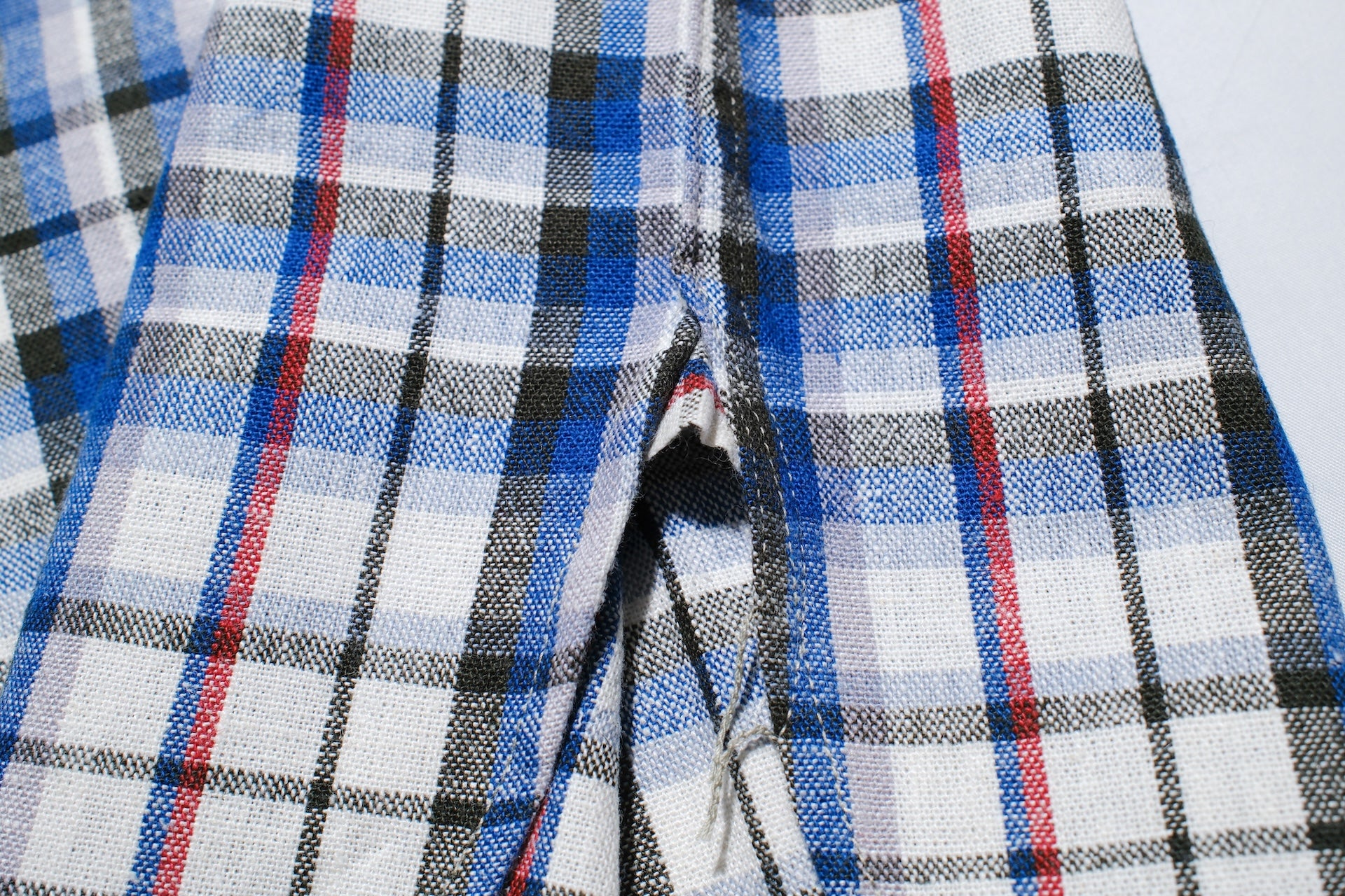 Warehouse 8oz Selvage Cotton/Linen Selvage Plaid L/S Work Shirt (Smoky Blue)