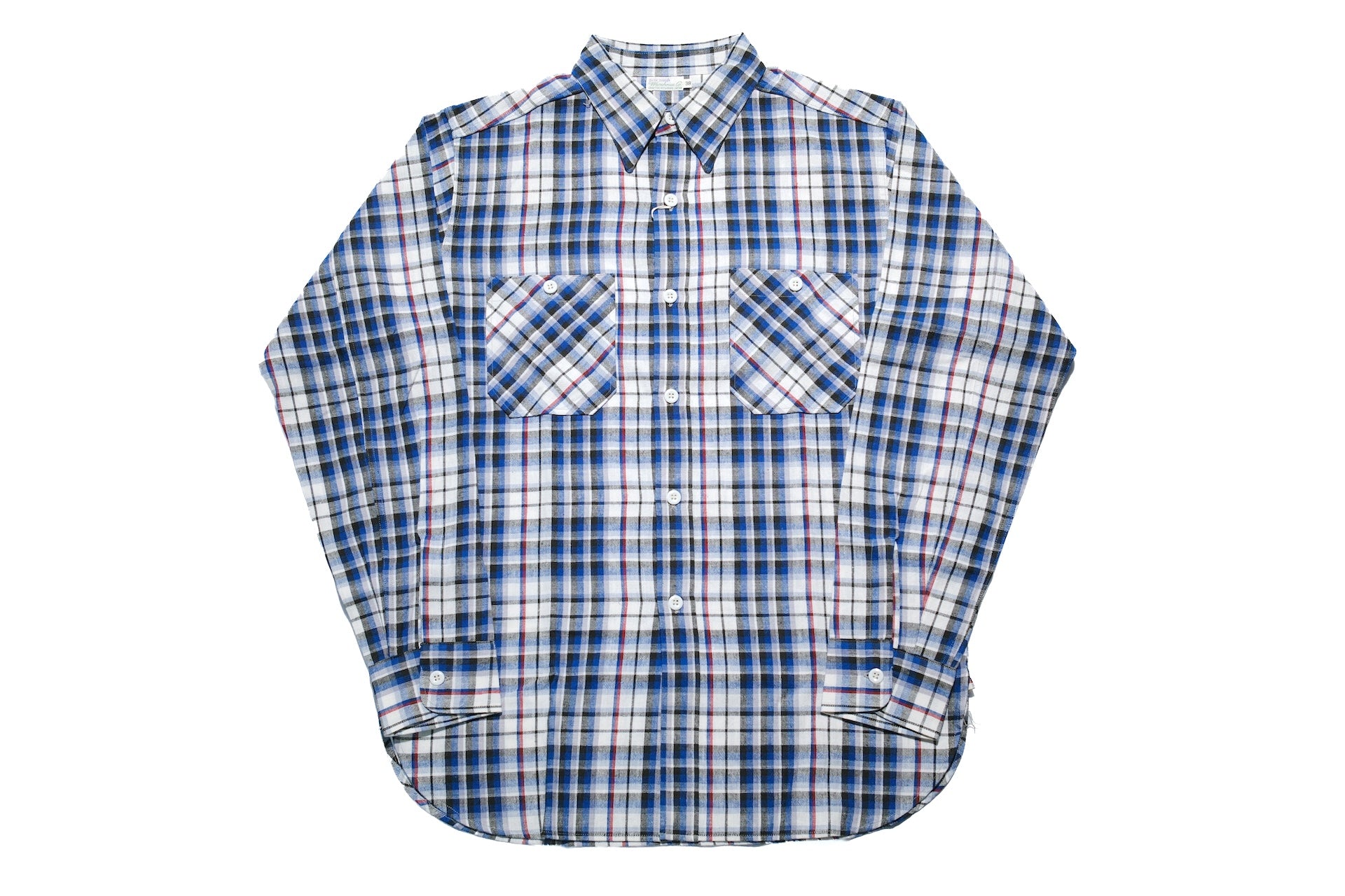 Warehouse 8oz Selvage Cotton/Linen Selvage Plaid L/S Work Shirt (Smoky Blue)