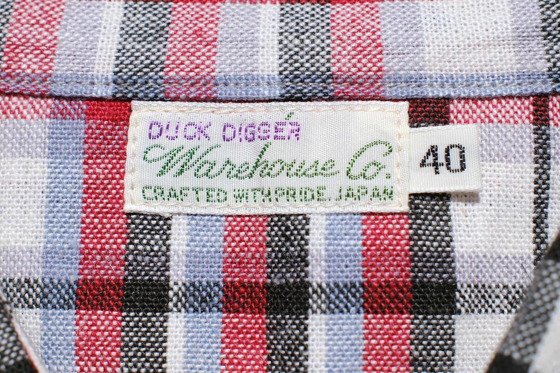 Warehouse 8oz Selvage Cotton/Linen Selvage Plaid L/S Work Shirt (Pinky Red)