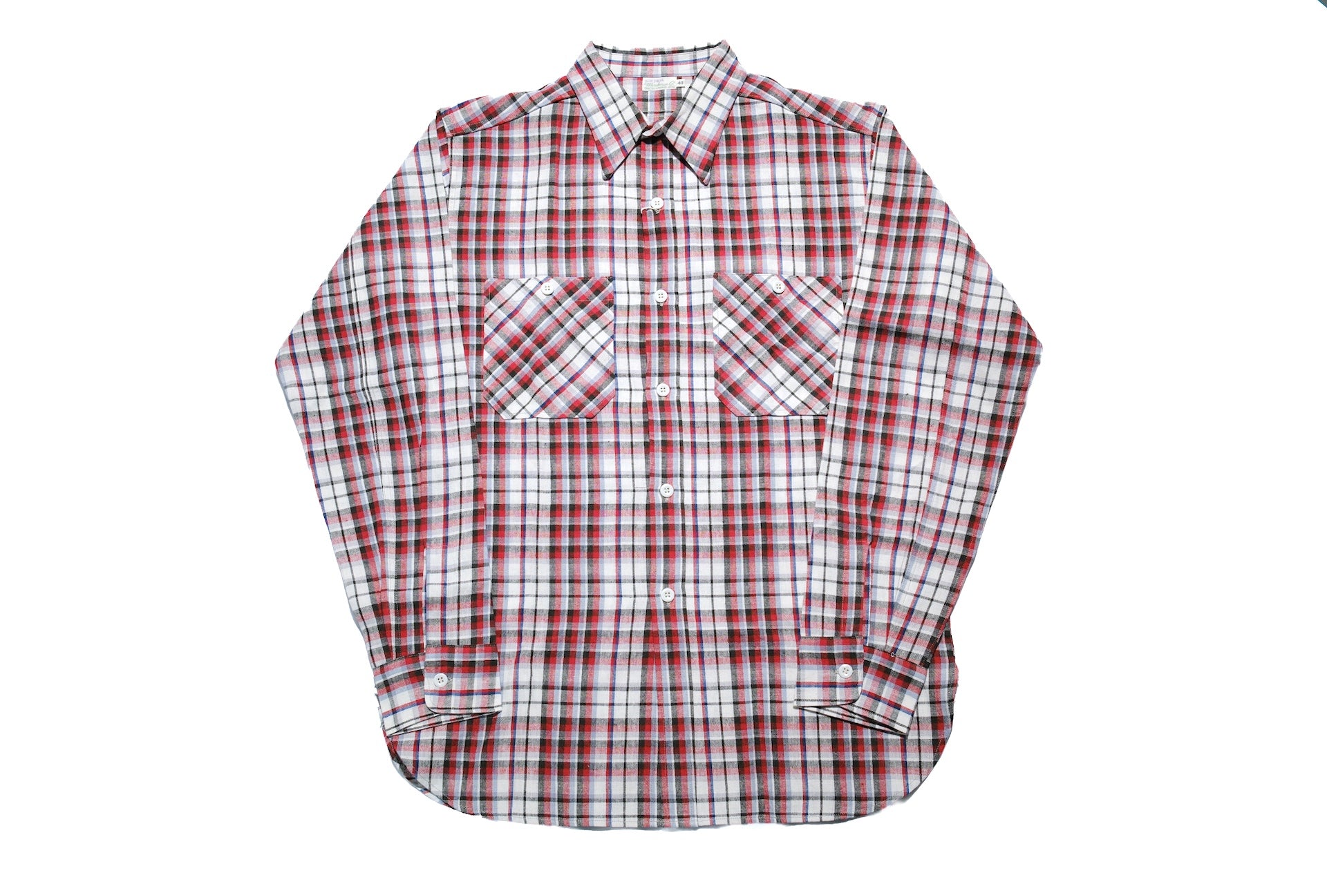 Warehouse 8oz Selvage Cotton/Linen Selvage Plaid L/S Work Shirt (Pinky Red)