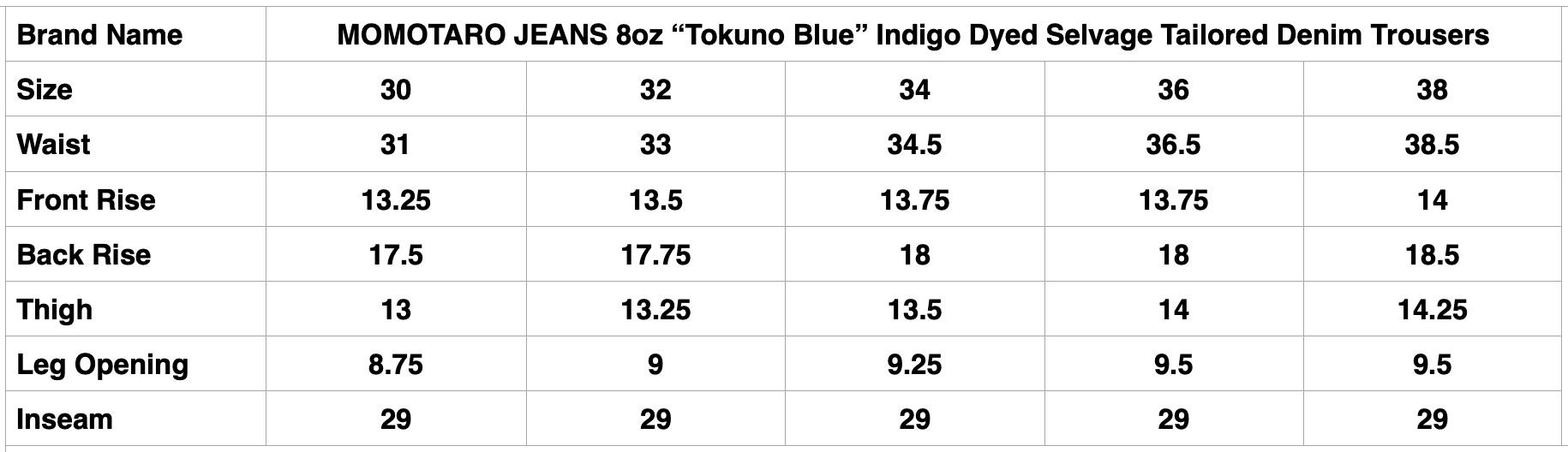 MOMOTARO JEANS 8oz “Tokuno Blue” Indigo Dyed Selvage Tailored Denim Trousers