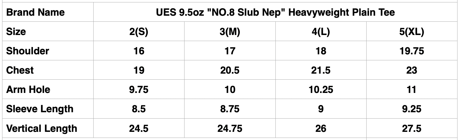 UES 9.5oz "NO.8 Slub Nep" Heavyweight Plain Tee (Golden Age)